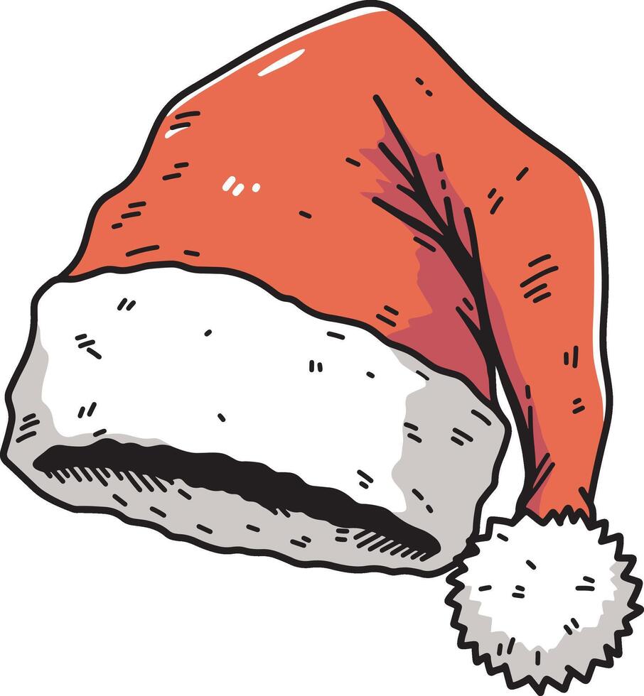 Santa hat hand drawn design art vector