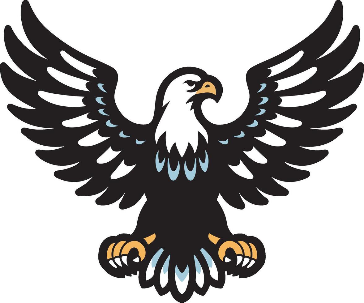 Black eagle with big wings design art vector