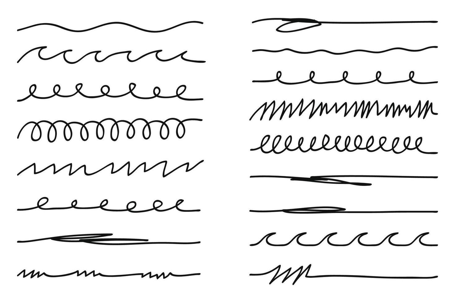 Scribble hand - drawn underline collections. collection. vector