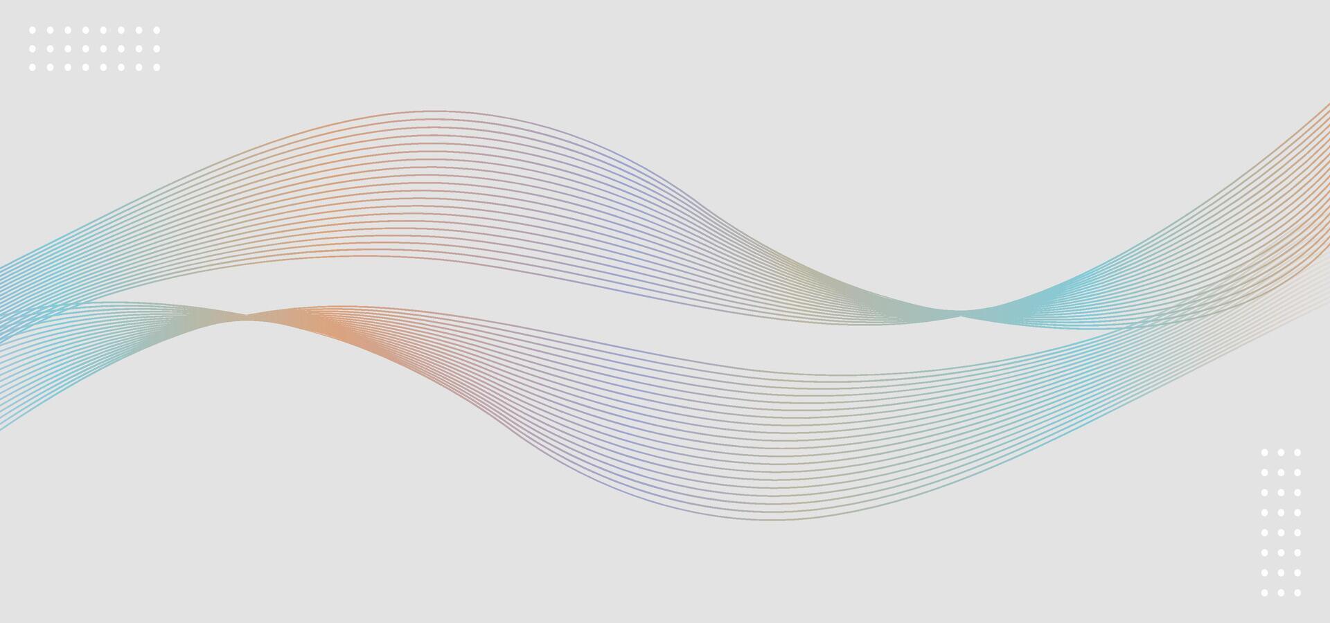 Abstract wave background with lines and dots on gray background. illustration vector