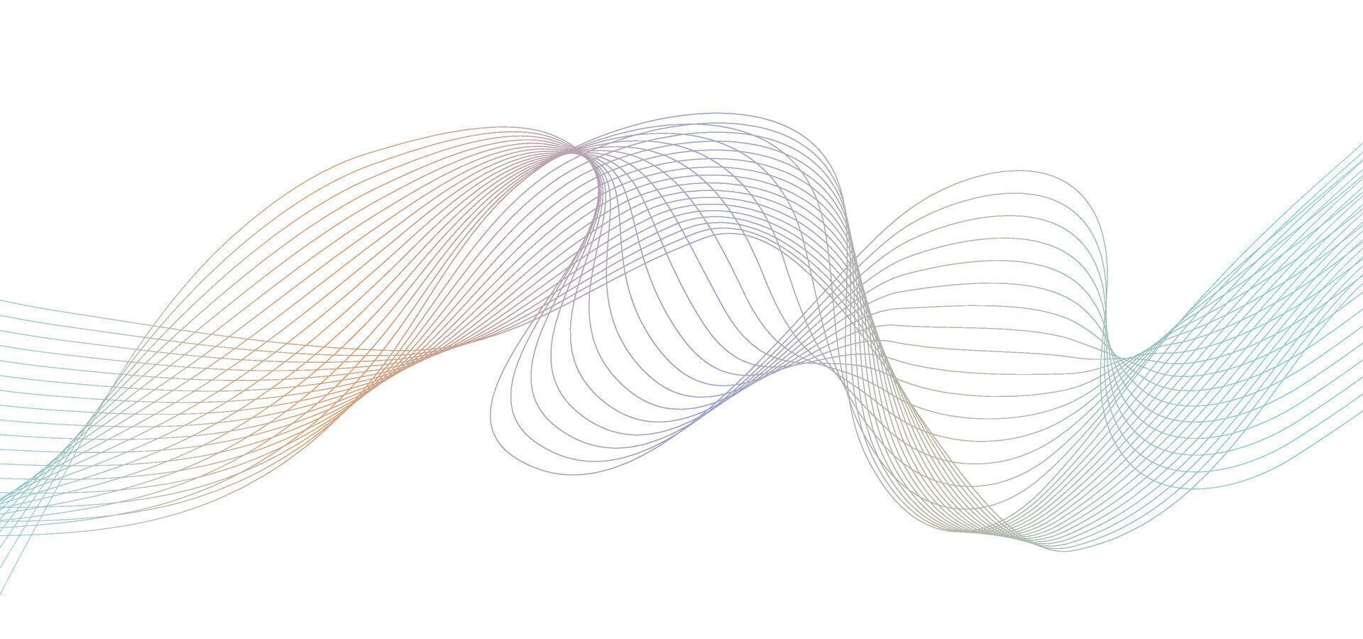 Wavy gradient multicolor lines with blend effect. Twisted Ribbon background, frequency soundwave curve ,Isolated wave swirl on white background. illustration vector