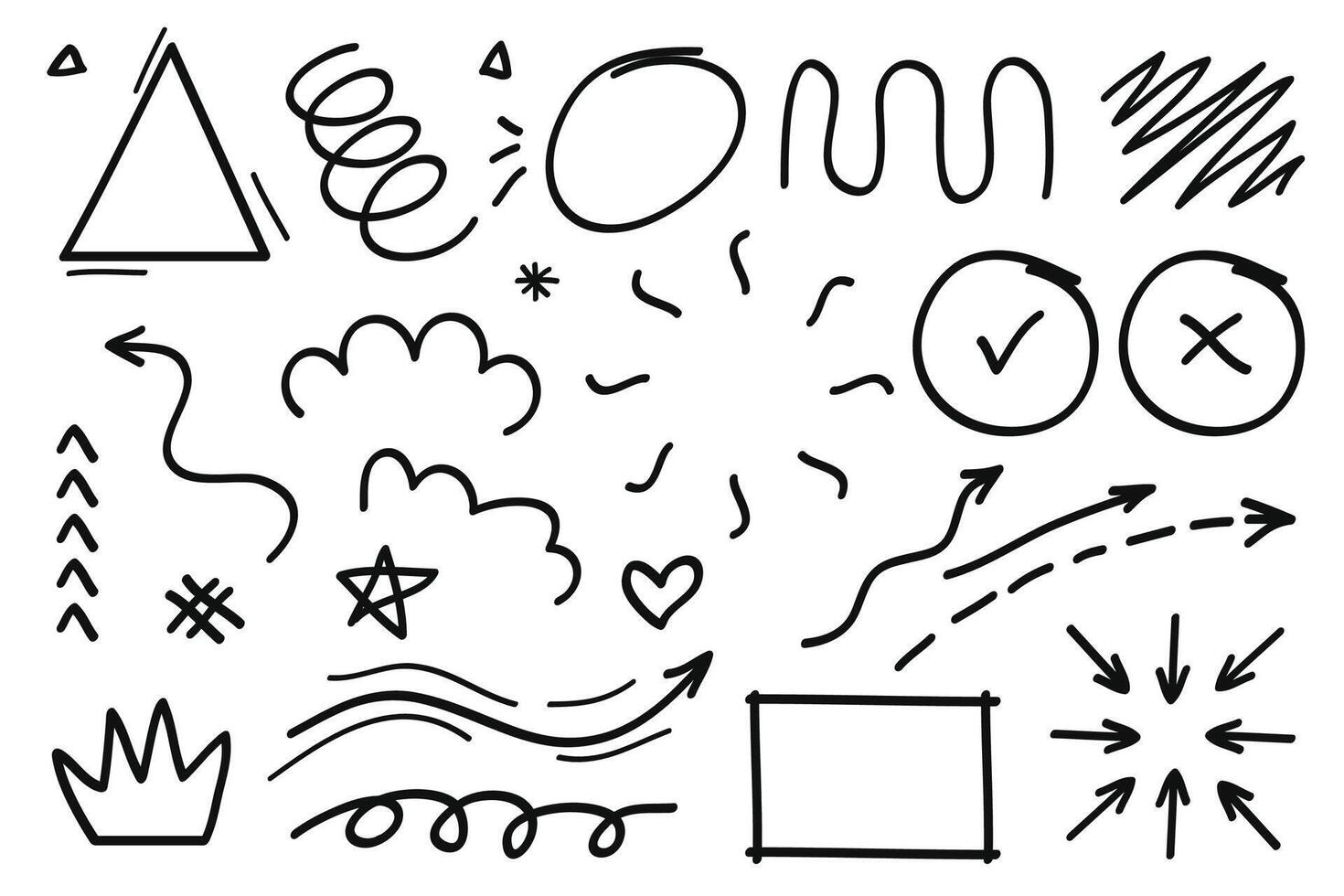 A set of hand drawn doodles on a white background vector