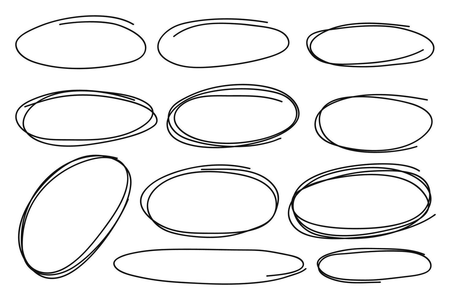 Hand drawing scribble doodle collection of ellipse collection. illustration vector
