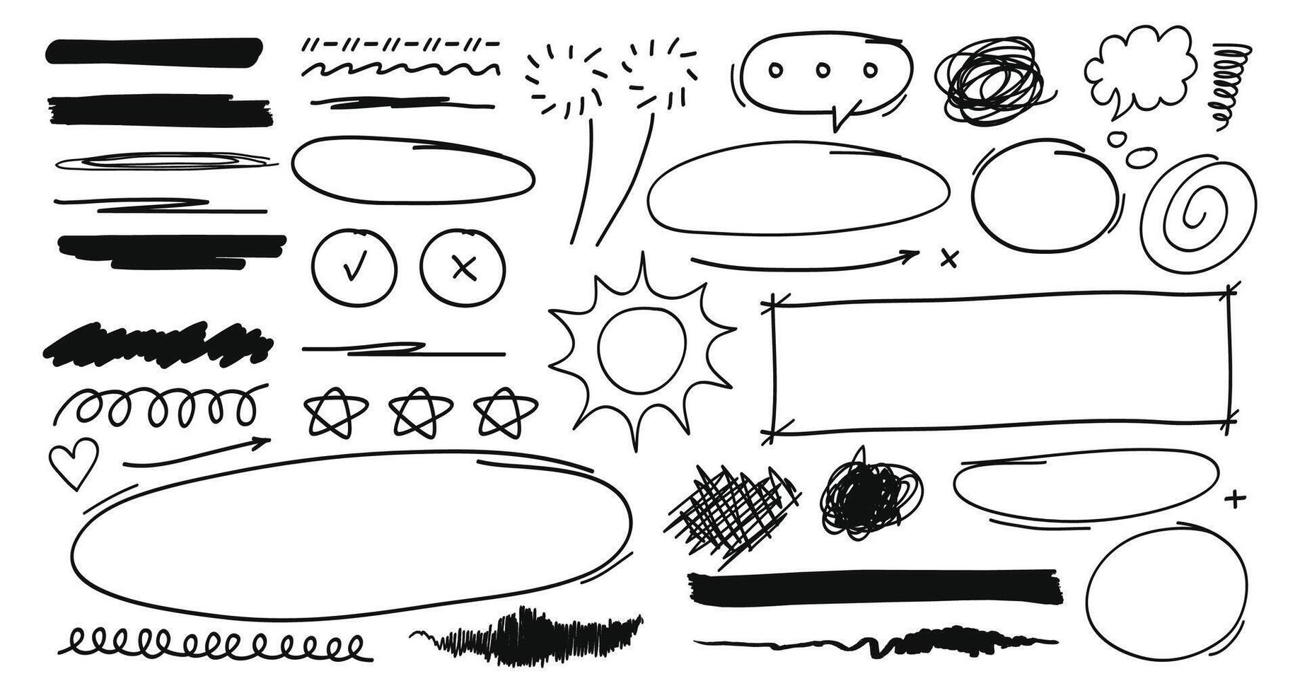 Scribble element collections included. brush, circle, bubble chat ,underline . illustration vector