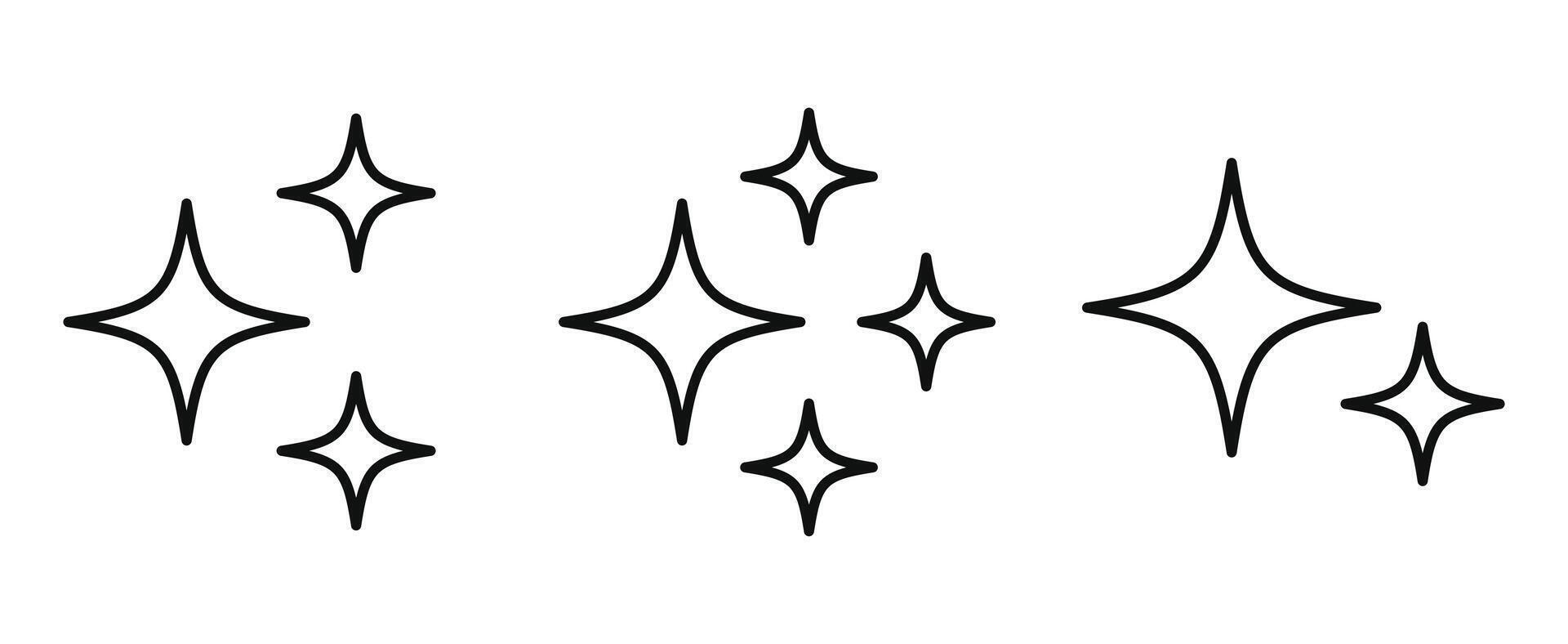 Stars hand drawn line icons set. illustration vector