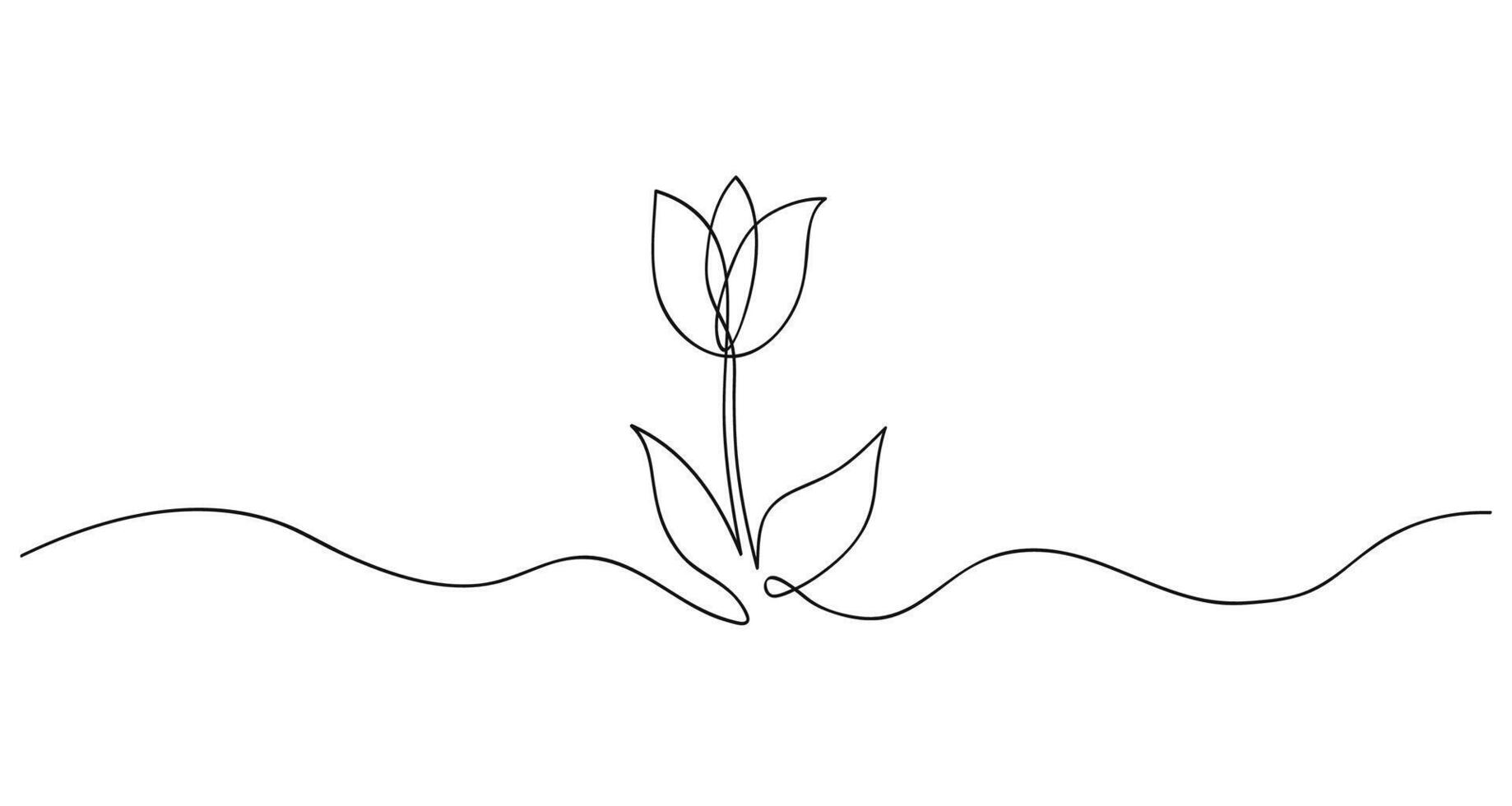 Single one continuous line art sprout flower blossom .Hand - drawn illustration vector