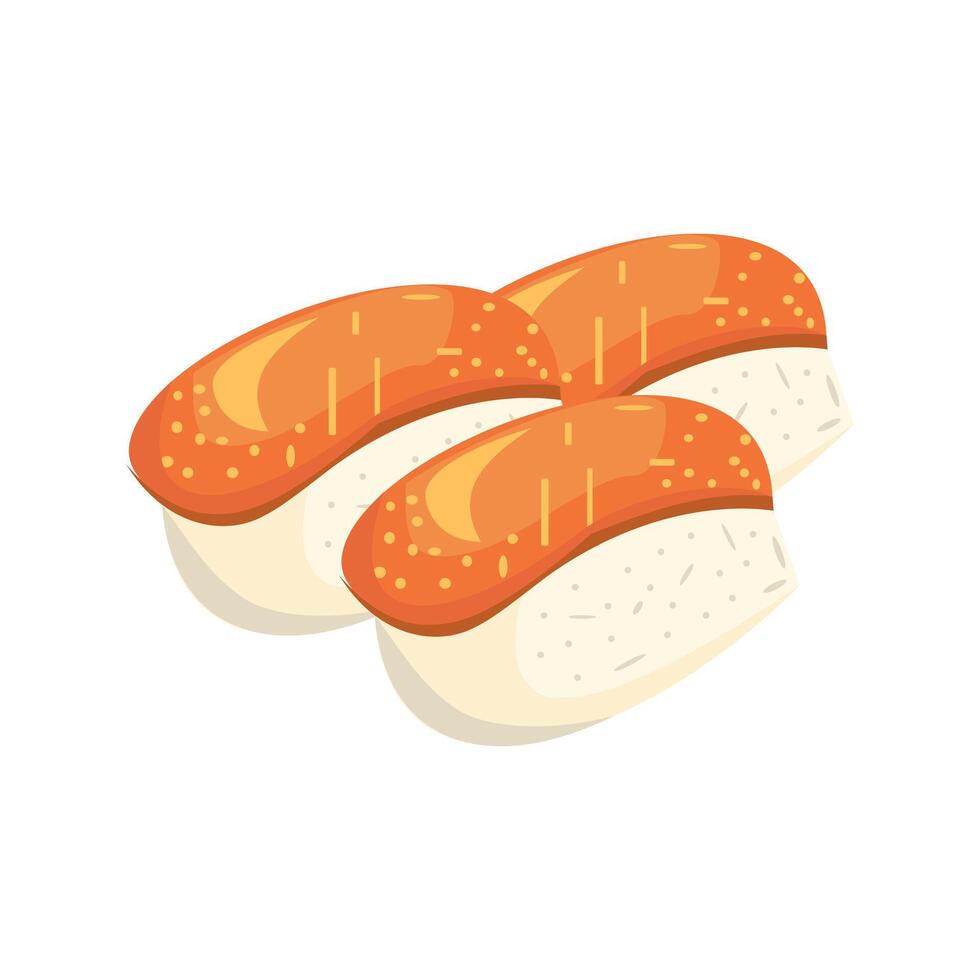 Salmon sushi, Japanese food Illustration isolated on a white background. Sushi illustration design, Japanese specialty food. Traditional Japanese food illustration element design vector