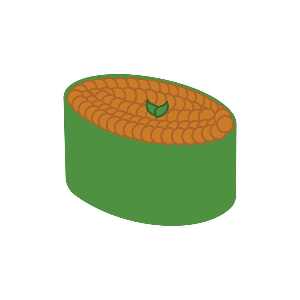 Sushi roll icon in isometric 3d style on a white background. Sushi illustration design, Japanese specialty food. Traditional Japanese food illustration element design vector