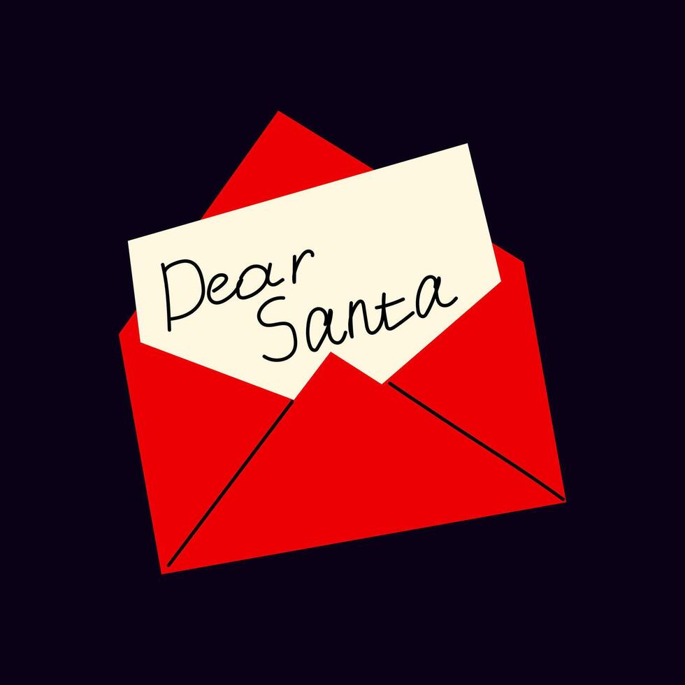 Letter addressed to Santa in a festive red envelope for holiday wishes vector