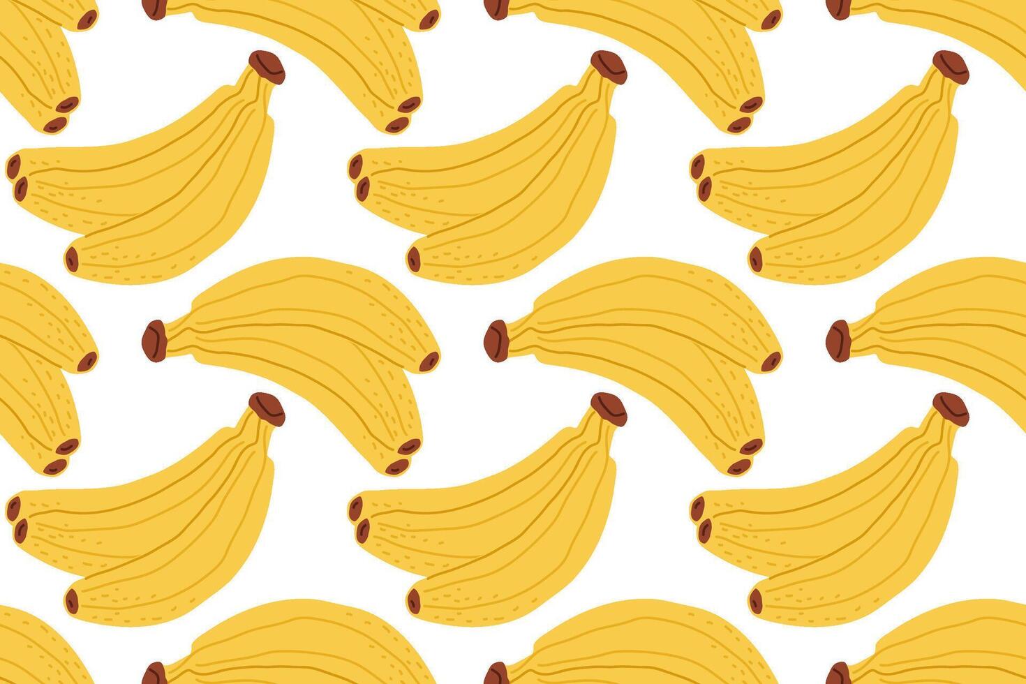 Bright yellow bananas arranged in a repetitive pattern against a white background vector