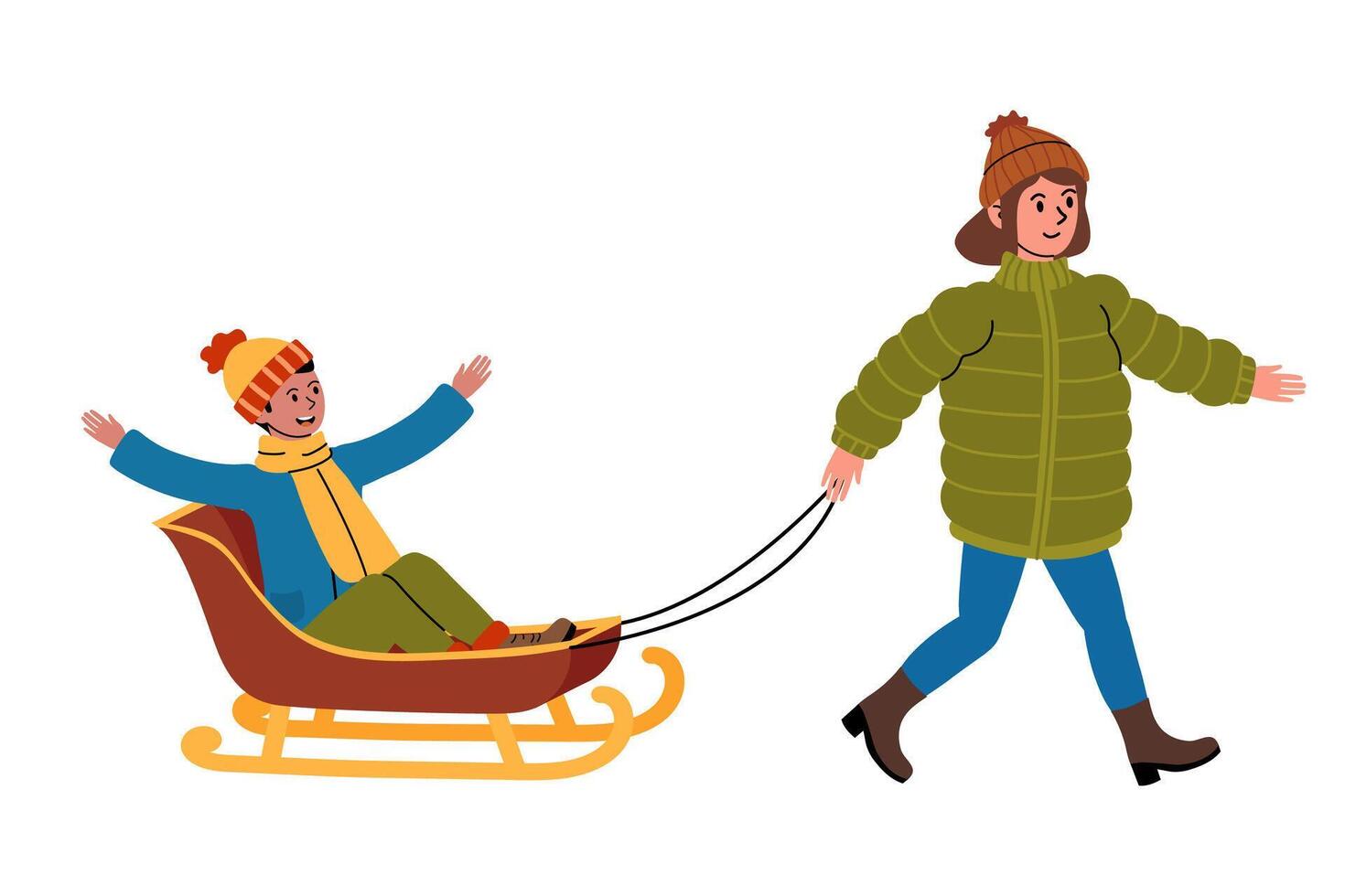 Children enjoy sledding in winter wonderland with joy and laughter vector