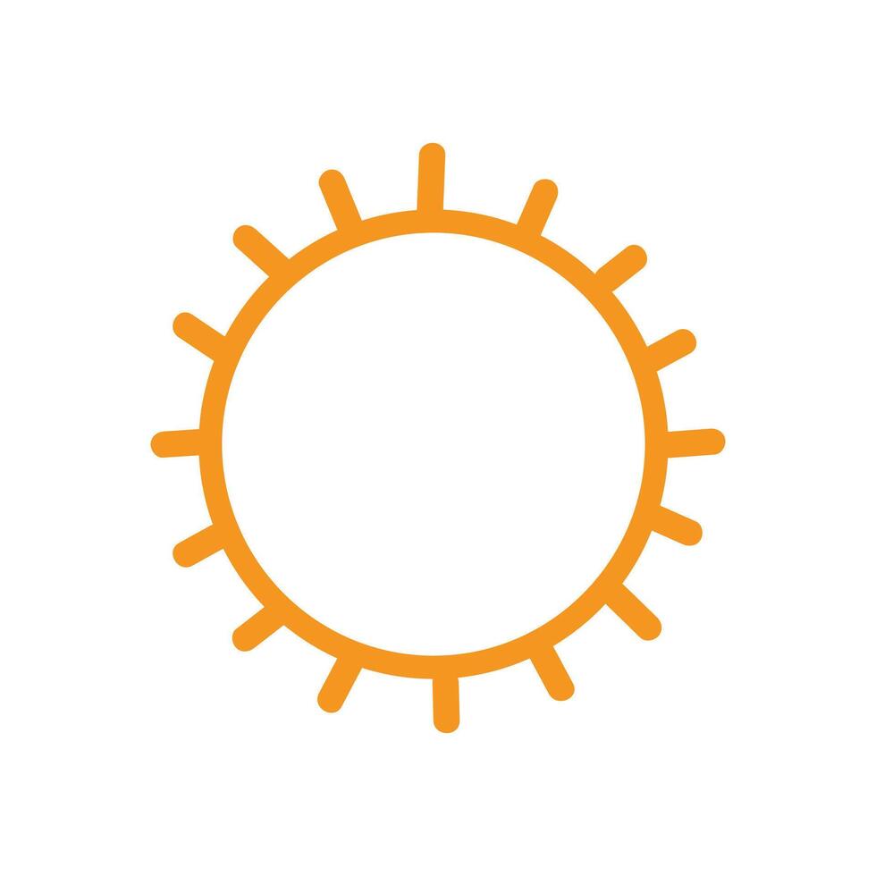Bright sun icon with rays representing a sunny day and warm weather for outdoor activities vector