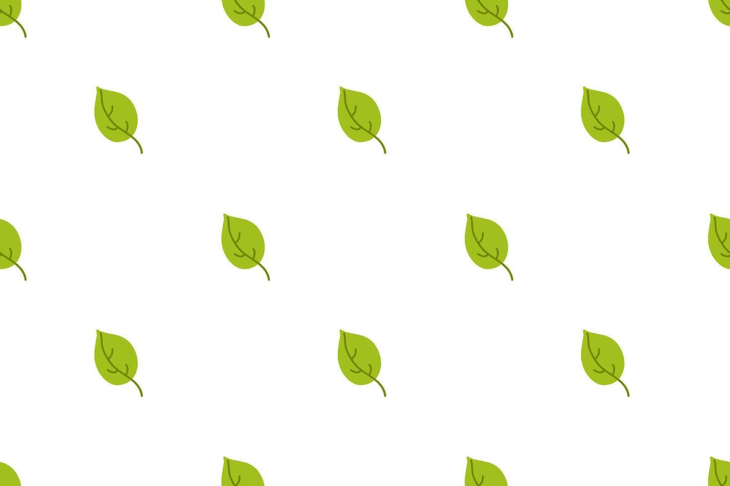 Green leaves pattern on white background creating a fresh and natural design aesthetic vector