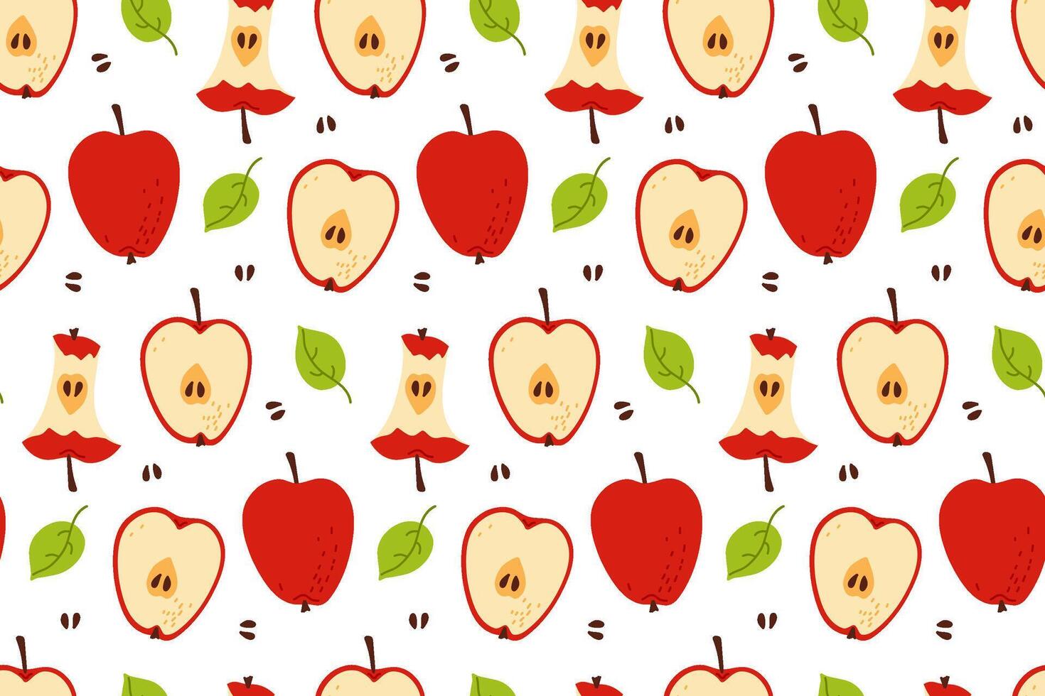 Colorful apple patterns featuring sliced and whole apples on a light background vector