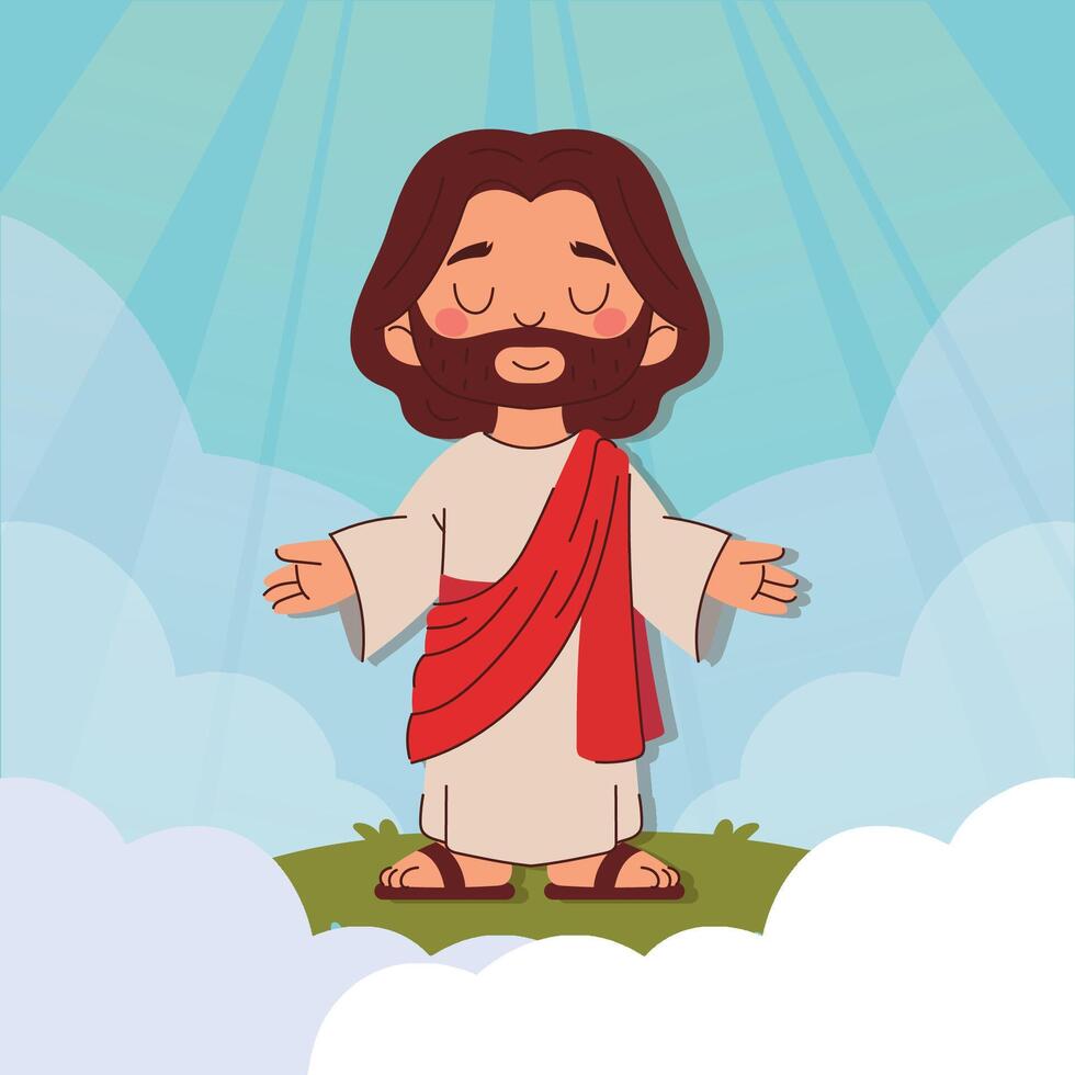 Illustration of Jesus extending his hands vector