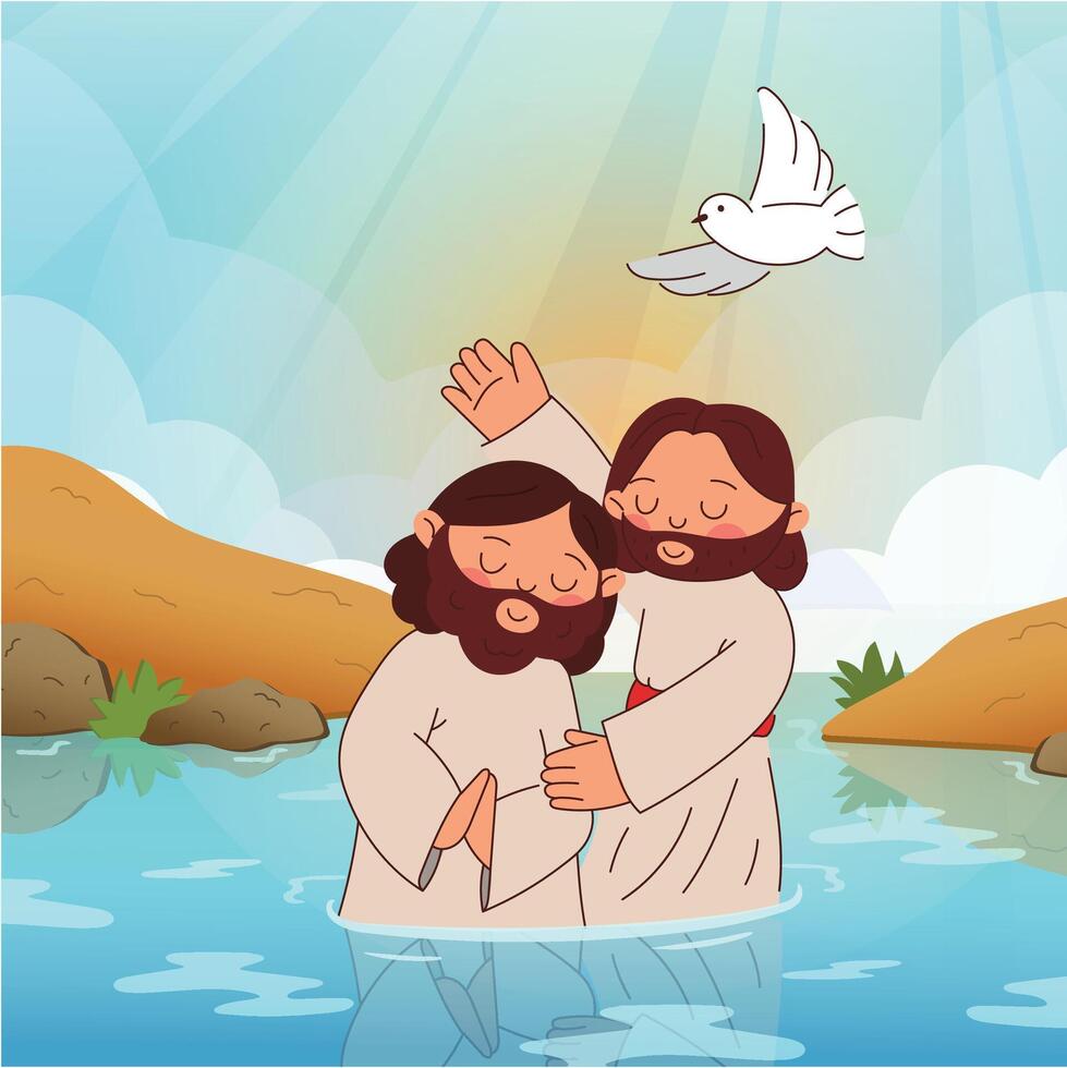 illustration of the baptism of Jesus vector