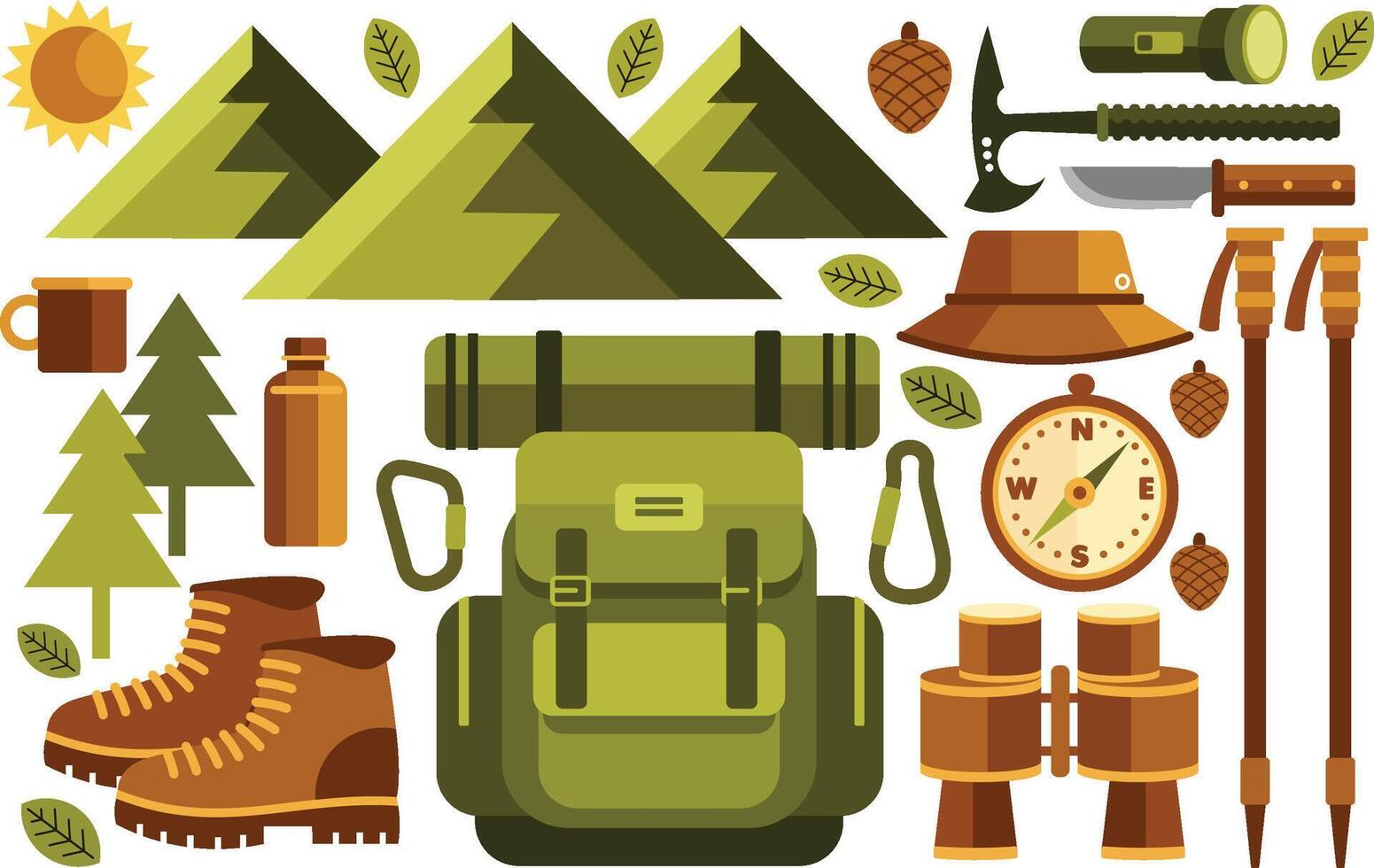 Hiking Elements Illustration vector