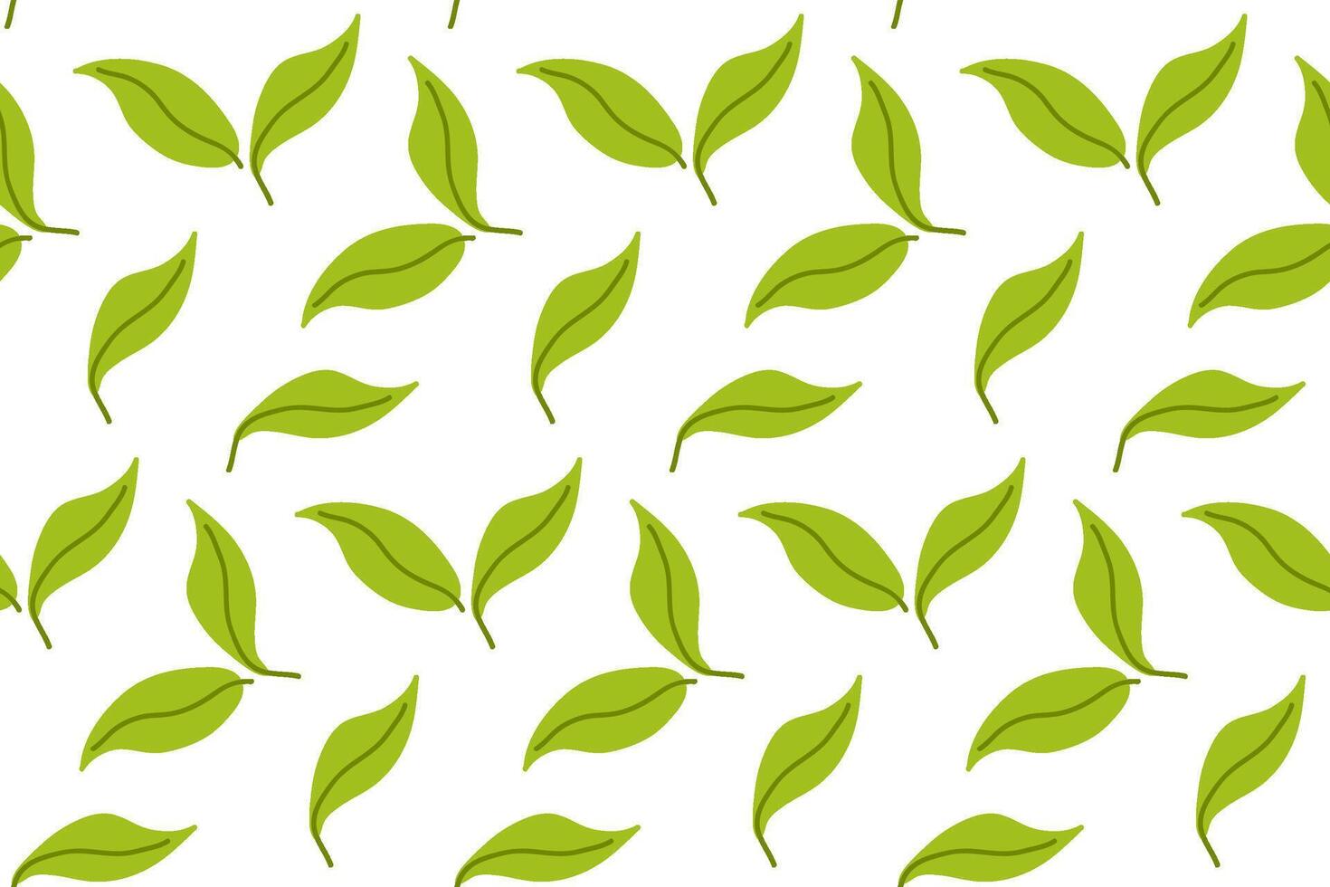 A vibrant pattern of green leaves scattered evenly across a white background for design inspiration vector