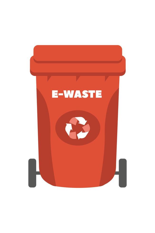 Red e-waste bin for electronic recycling located in an urban environment vector