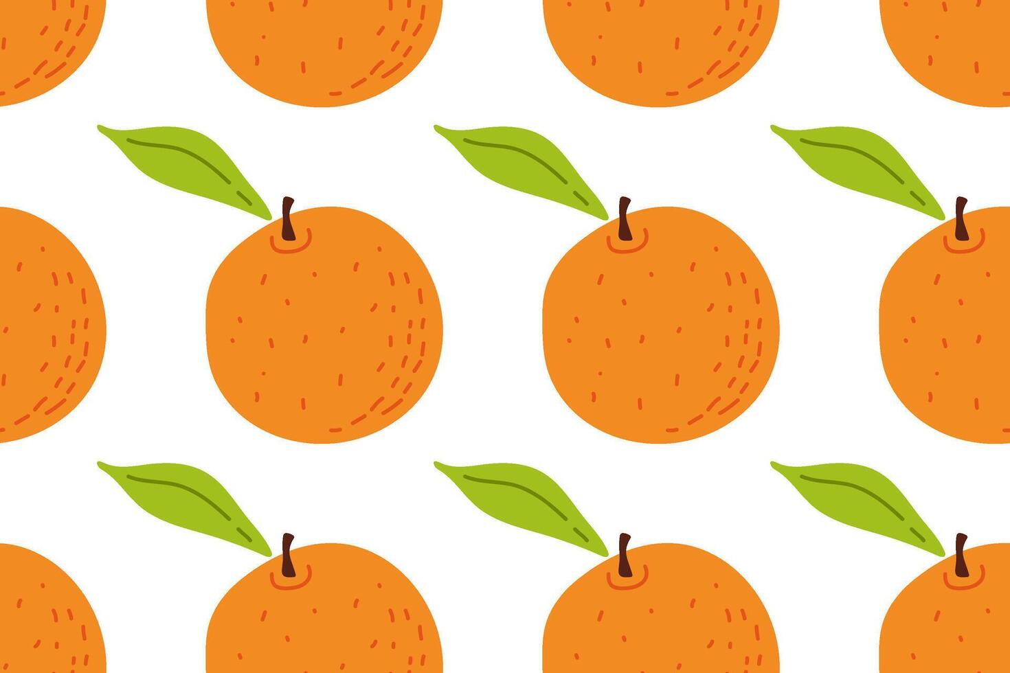 Vibrant pattern of oranges with green leaves on a white background showcasing playful design vector