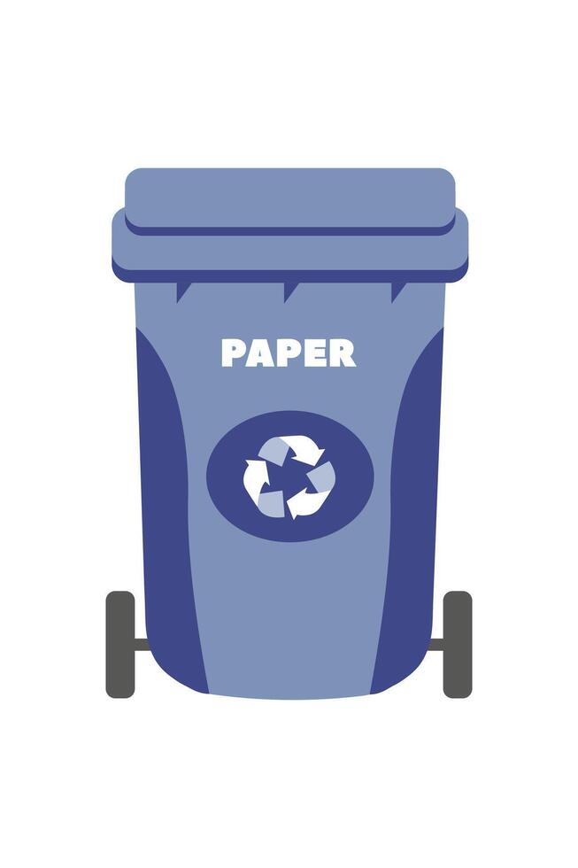 Recycling bin for paper waste in a simplistic design for environmental awareness vector