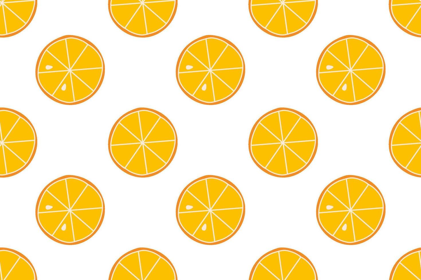 Bright yellow orange slices on a clean white background create a cheerful pattern vector