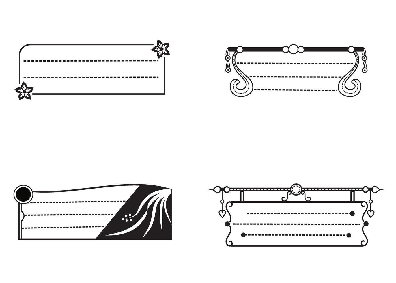 Four different types of frames for writing on a white background vector