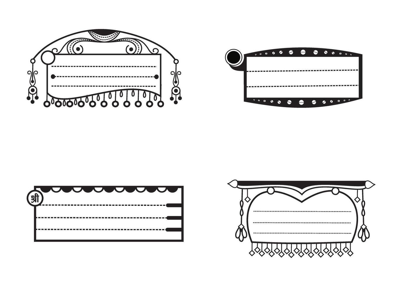 Name title clipart design black and white vector