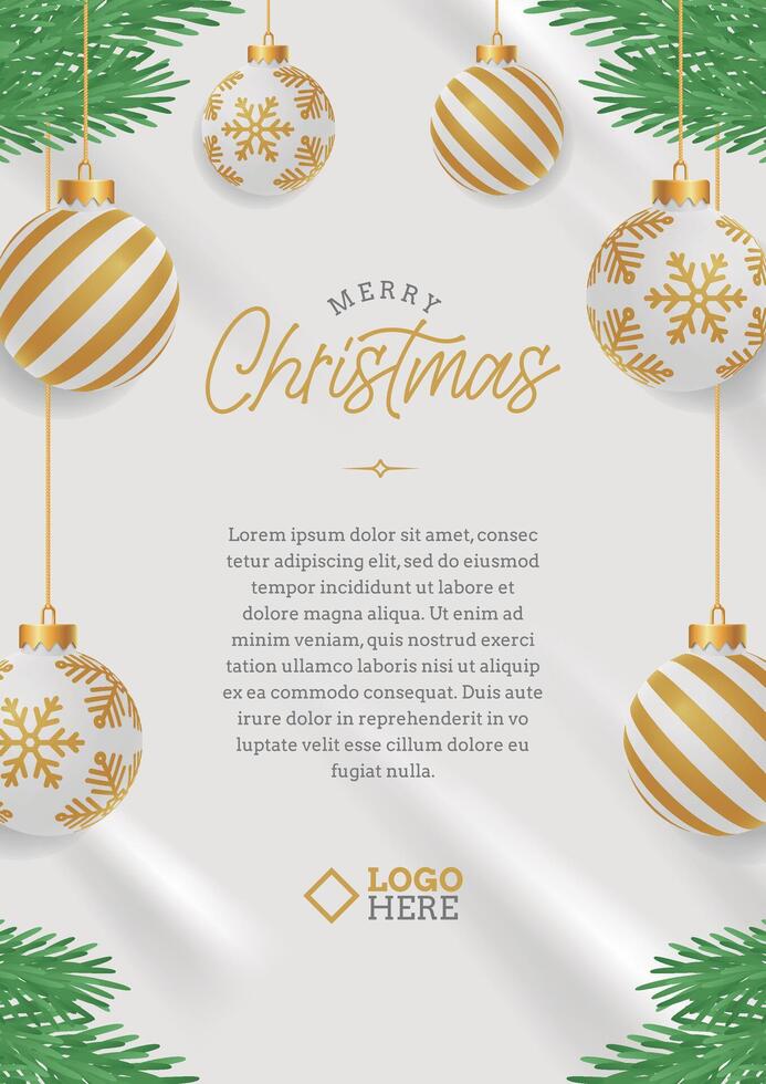Merry Christmas greeting, A4 template. vector