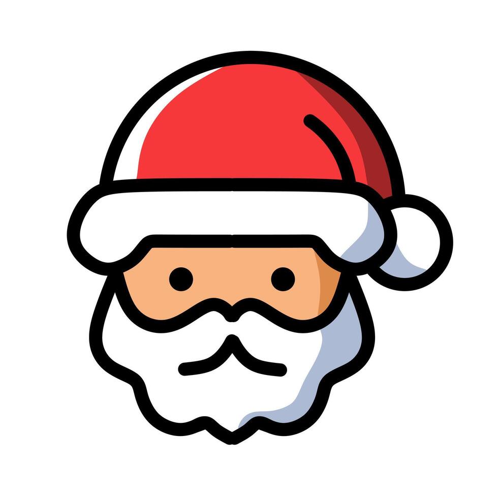 cute santa claus head and wearing a typical red christmas hat vector