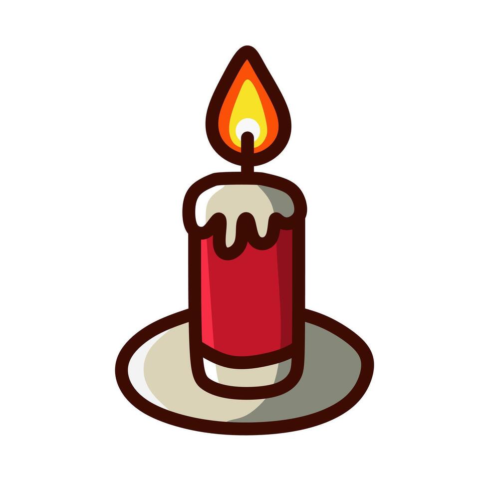 A cute red candle with orange flames is perfect for an icon. vector