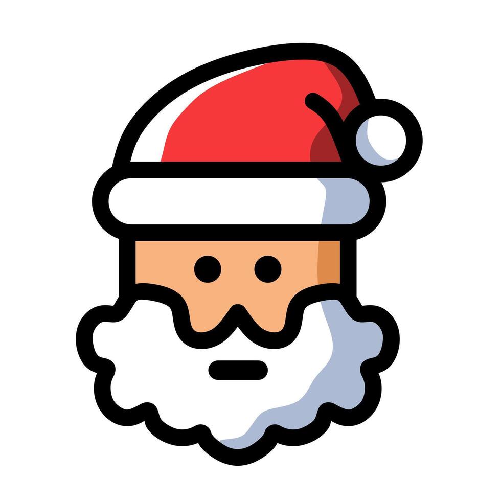 cute cartoon style santa claus head icon for christmas themed design vector