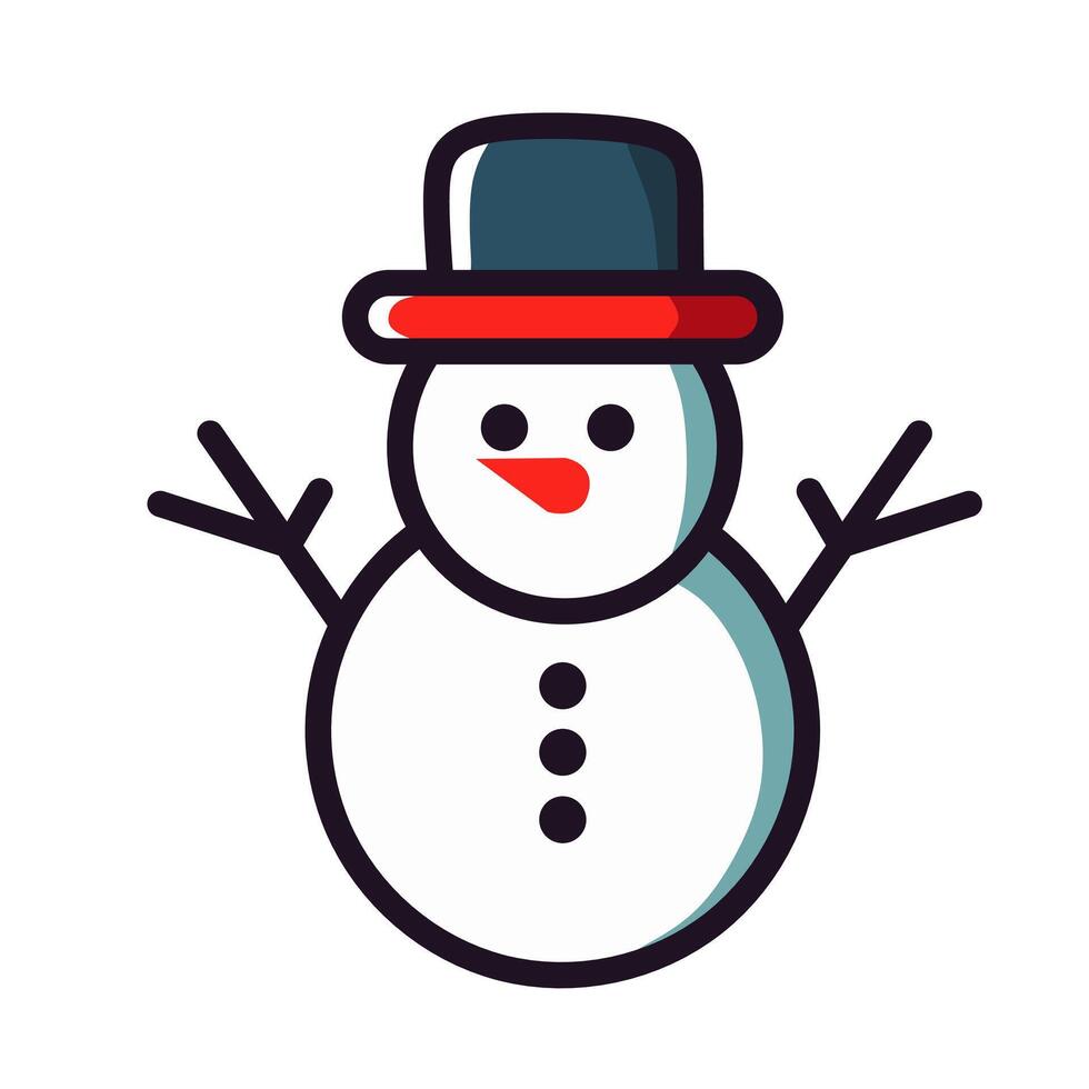 Cute snowman with a tall hat is perfect for Christmas decoration. vector