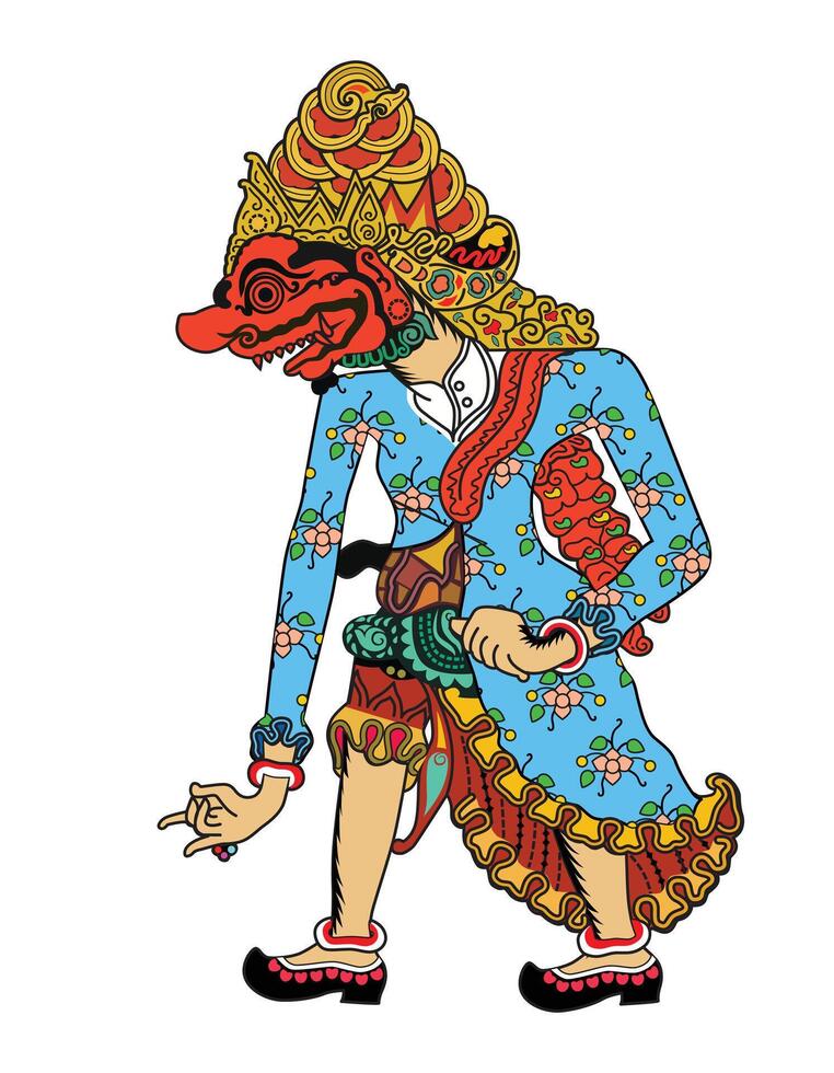 Bagaspati wayang puppet, indonesian shadow puppet show, illustration style. vector