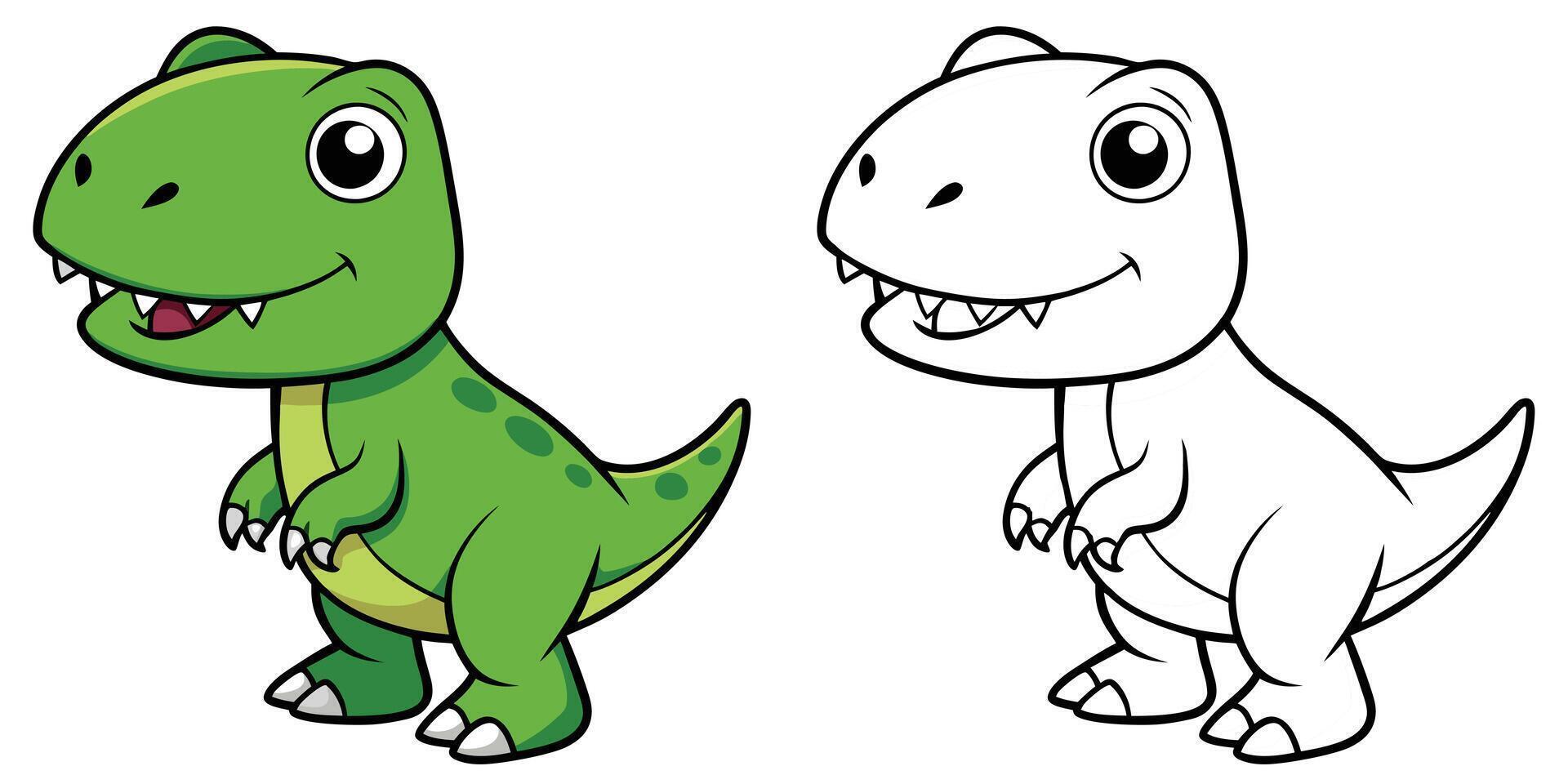 Funny Dinosaurs Coloring Book Printable. T-Rex Cartoon Character. Dinosaurs Illustration vector