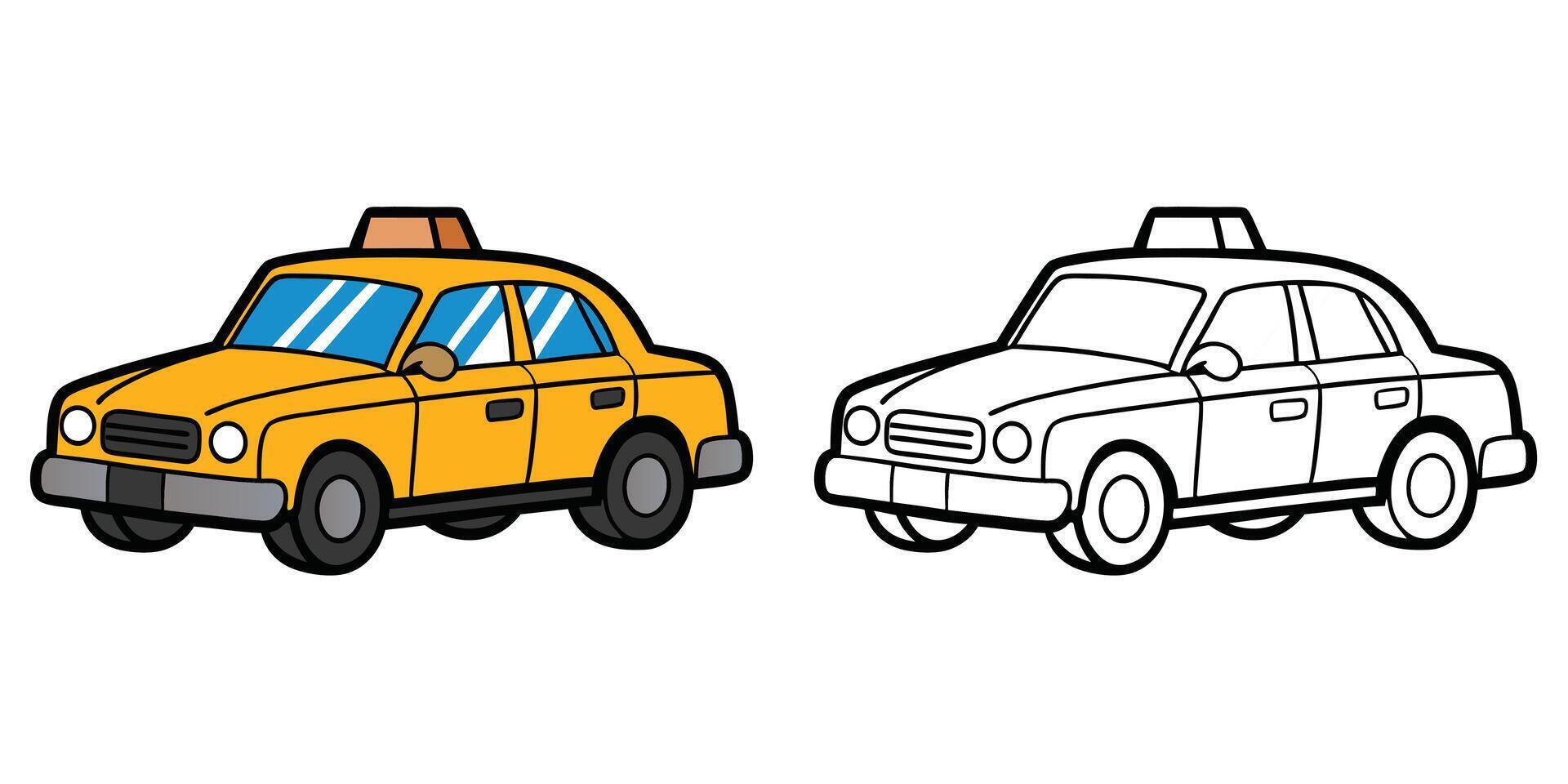 Taxi Outline Coloring Page For Kids. Transportation Vehicle Coloring Printable vector