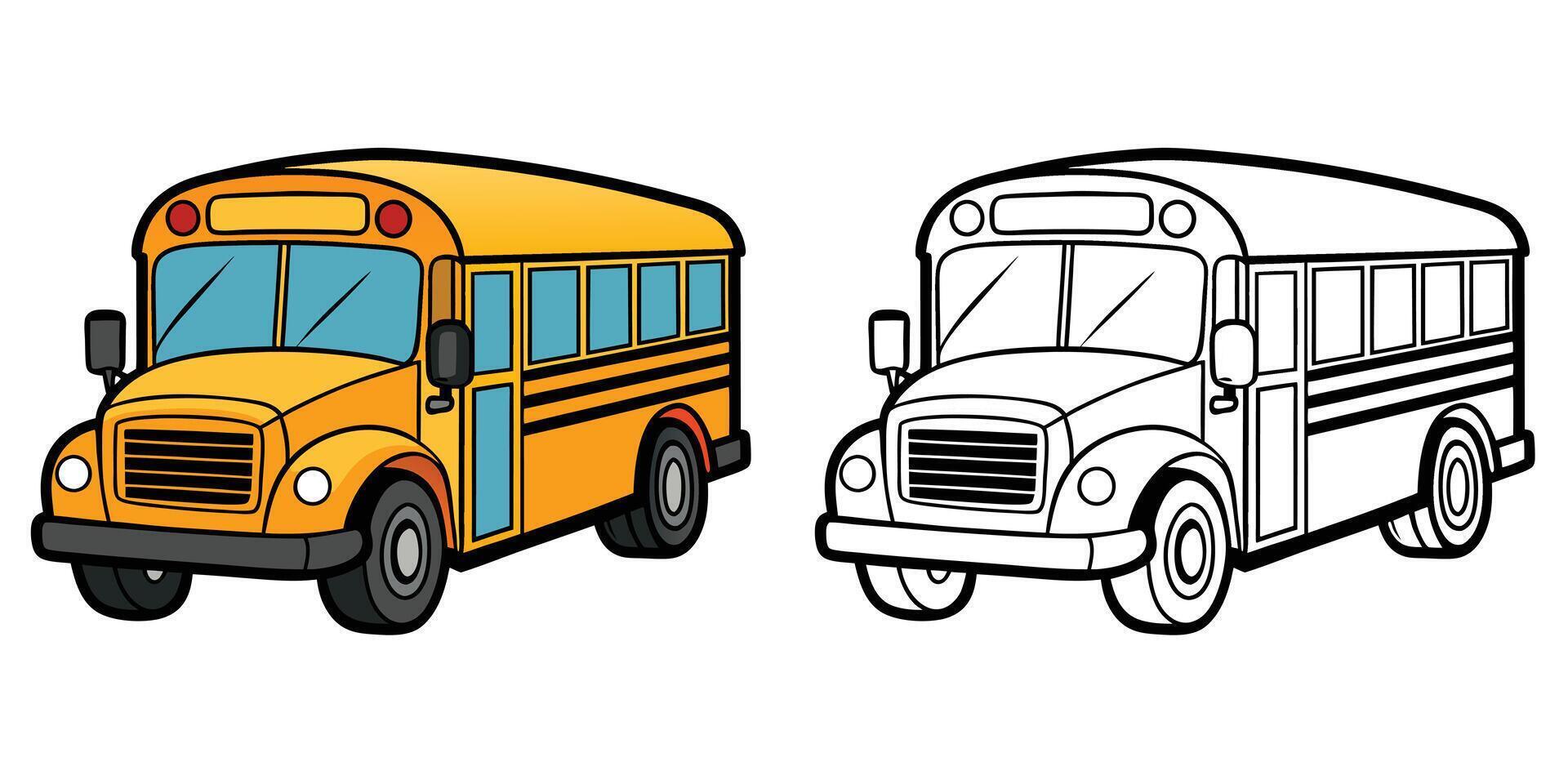 School Bus Outline Coloring Page For Kids vector