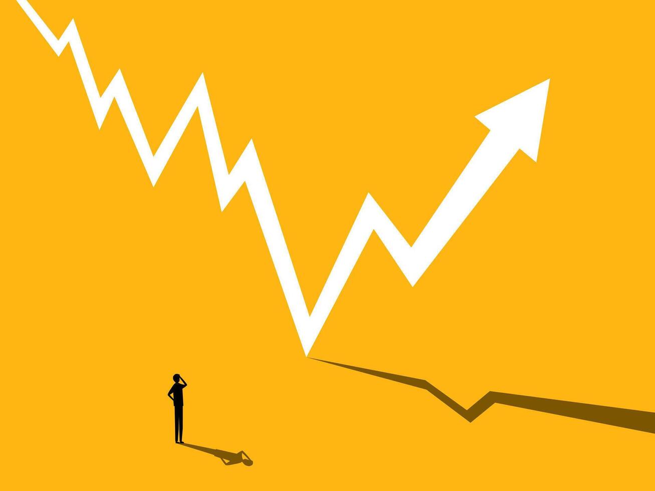 Hope, success. Businessman with arrow pointing up. vector