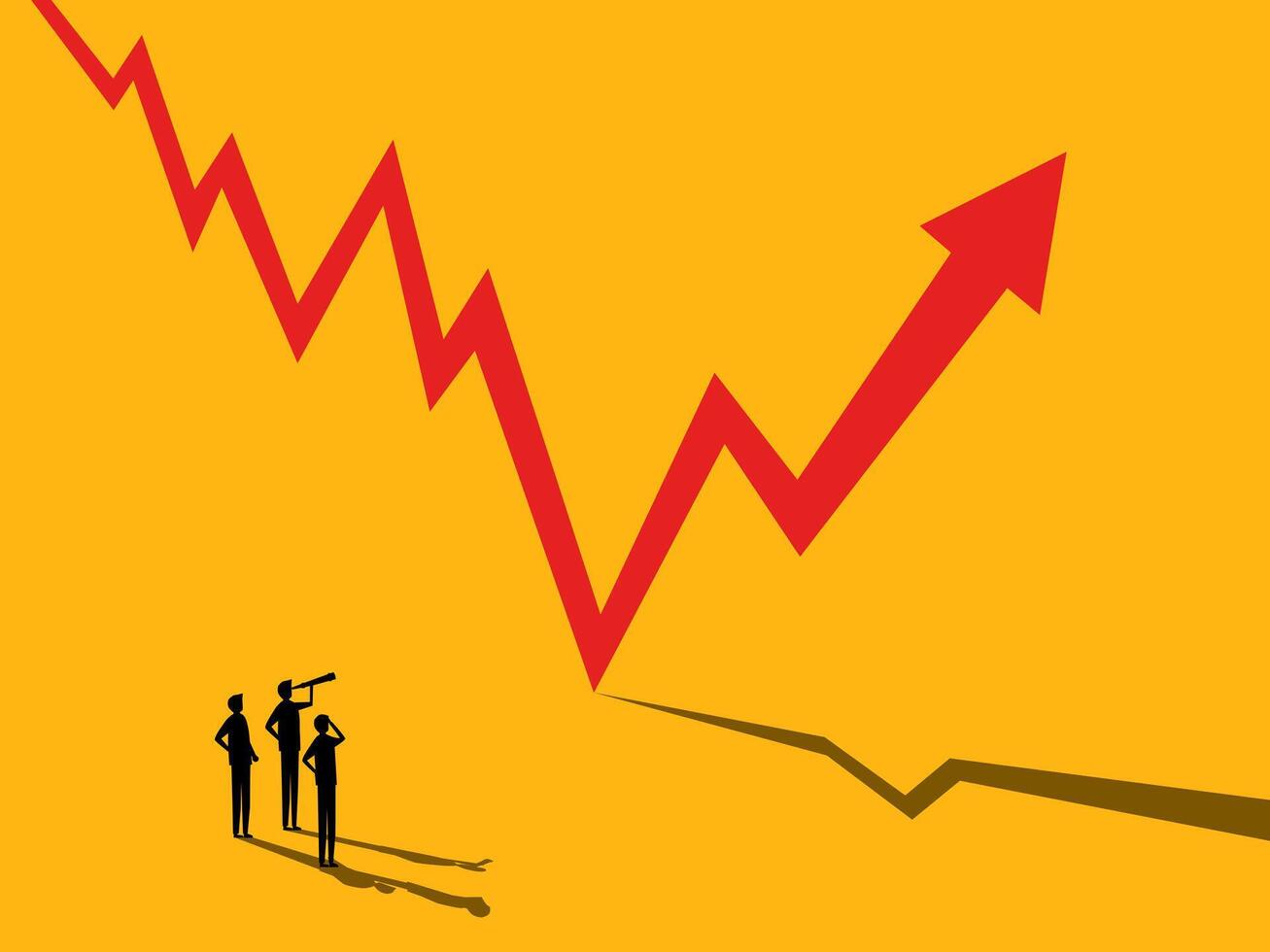 Volatility, after crisis. team Businessman with arrow pointing up. vector