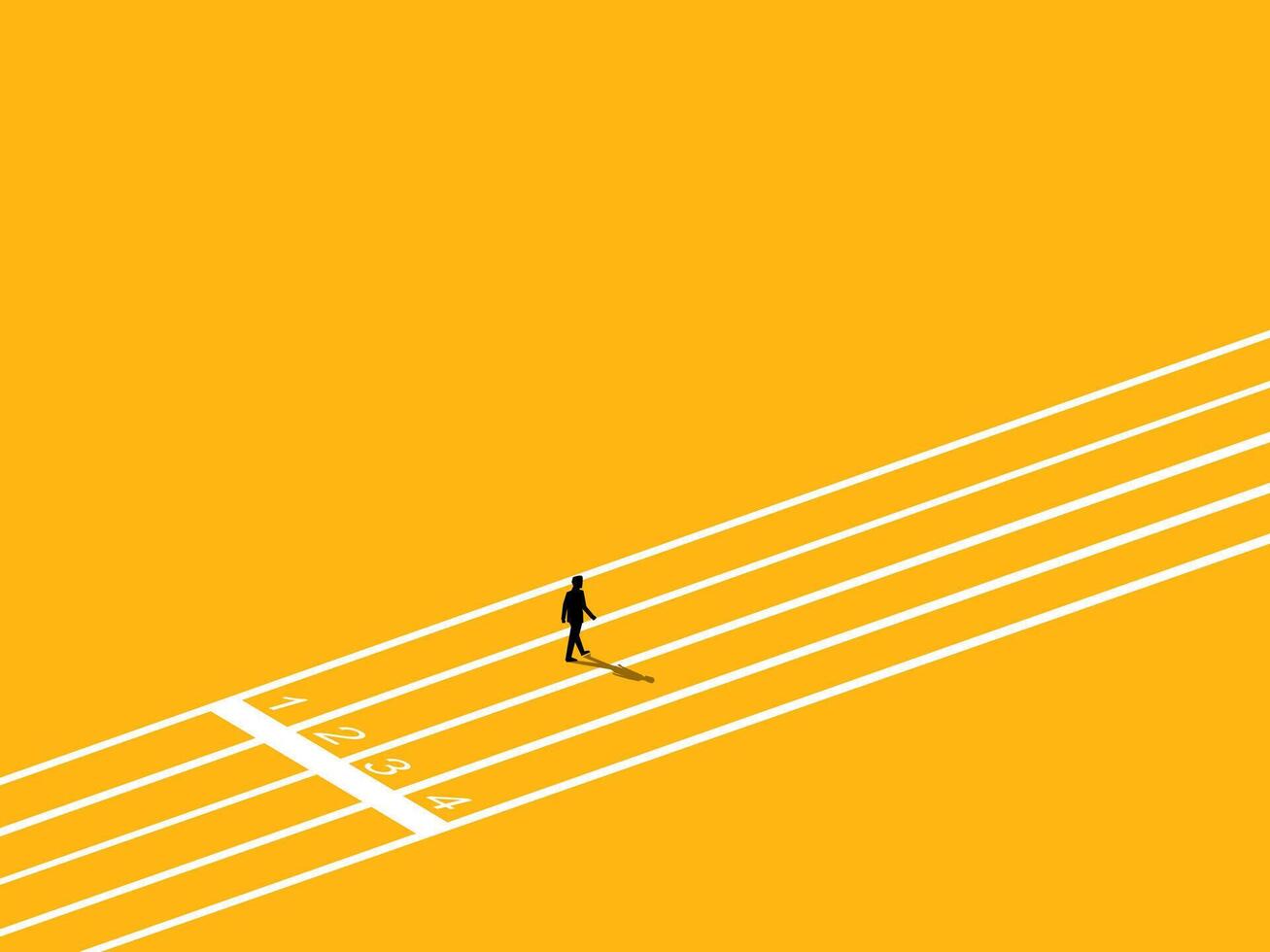 Focus on the path, start a business. Businessman walking on a personal treadmill vector