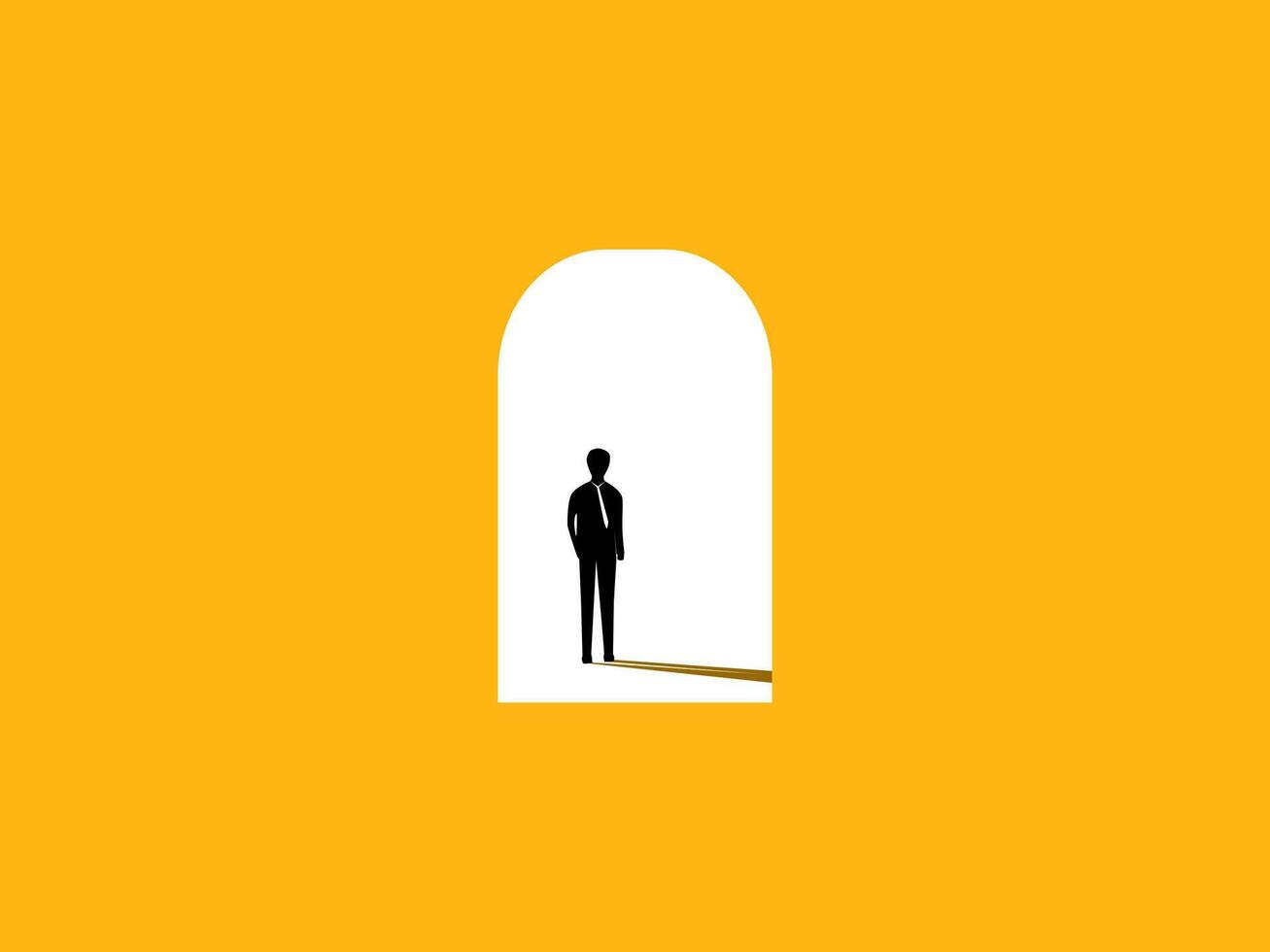 Start a new job. Businessman in the door. vector