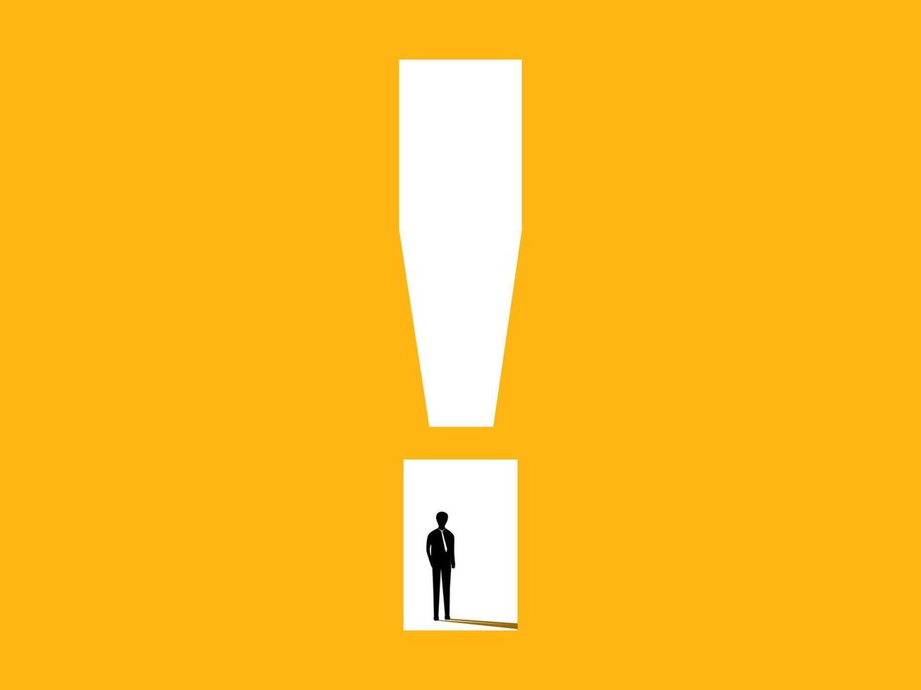 Business caution, warning. Businessman in exclamation mark. vector