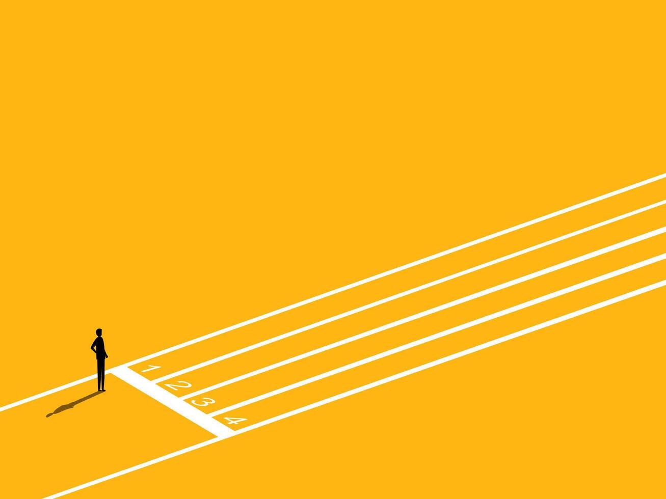 Focus on the path, start a business. Businessman getting ready to start a competition vector