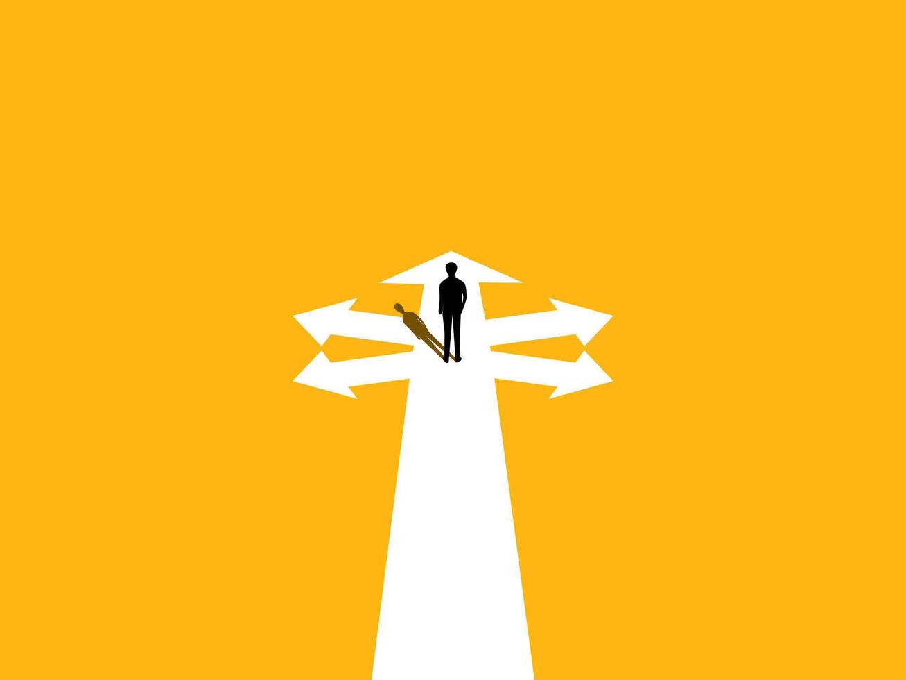 Choose a career. Businessman makes a choice at a crossroads. vector