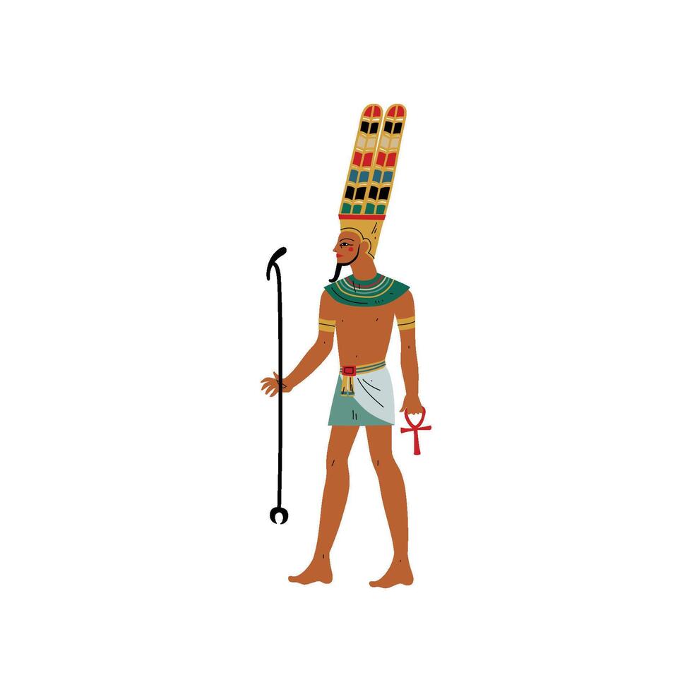 Amon, God of Black Heavenly Space, Air, Symbol of Ancient Egyptian Culture Illustration vector