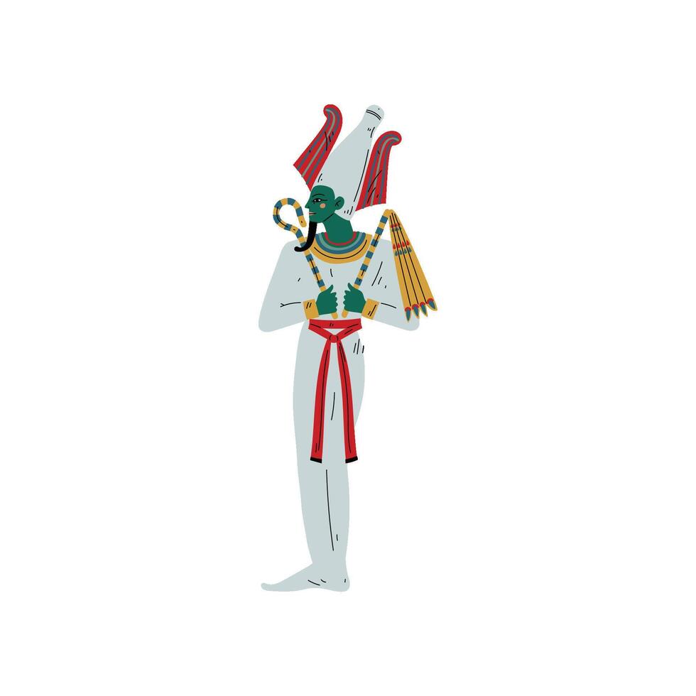 Osiris God of Underworld, Egyptian Ancient Culture Symbol Illustration vector