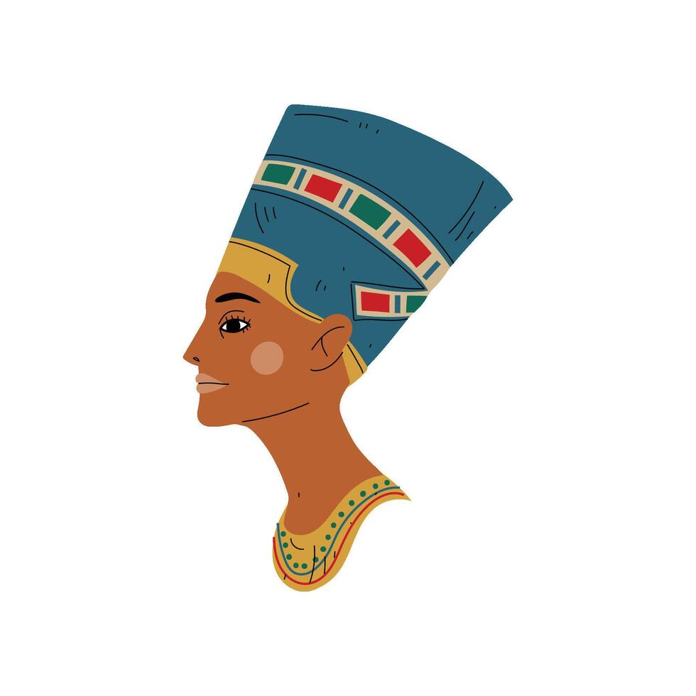 Bust of Nefertiti, Symbol of Ancient Egyptian Culture Illustration vector