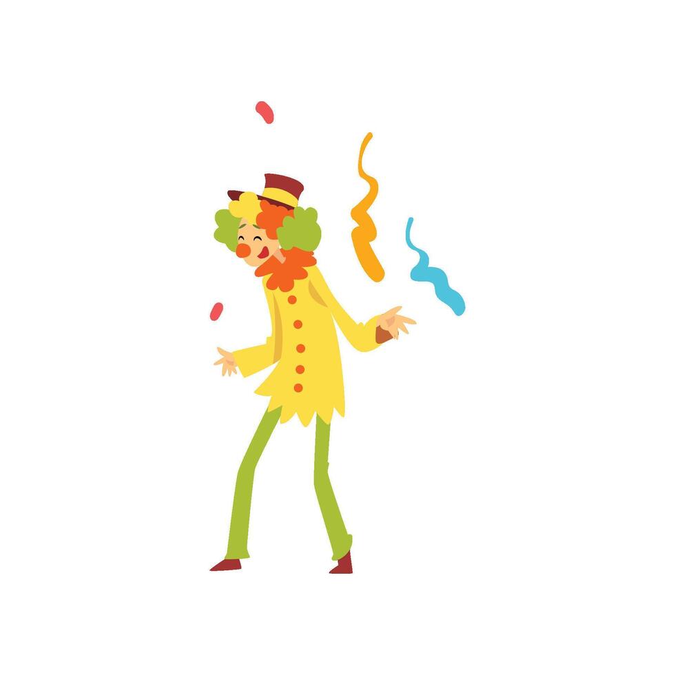 Cute Funny Clown Performing at Birthday, Carnival Party or Circus Show Illustration vector