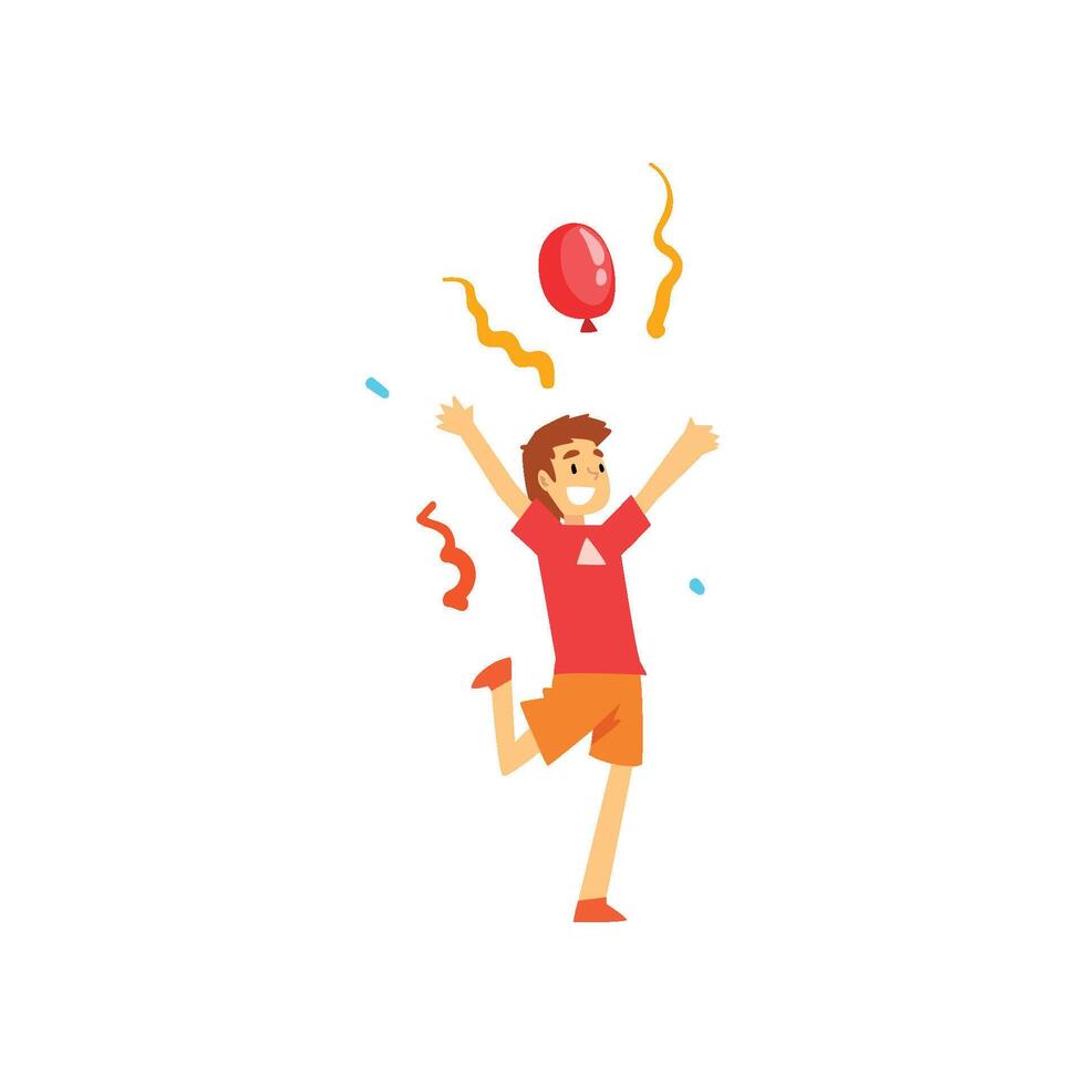 Smiling Boy Having Fun at Birthday, Carnival Party or Circus Performance Illustration vector