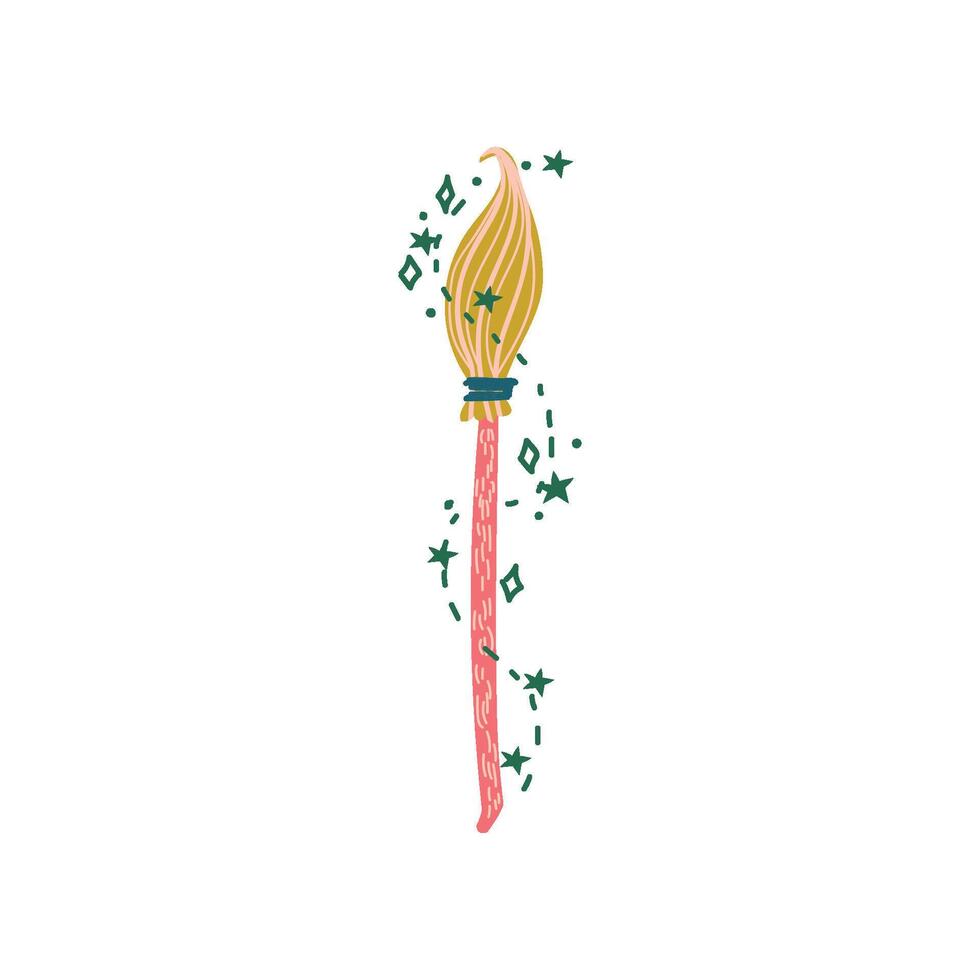 Magic Witch Broom, Witchcraft Attribute Illustration vector
